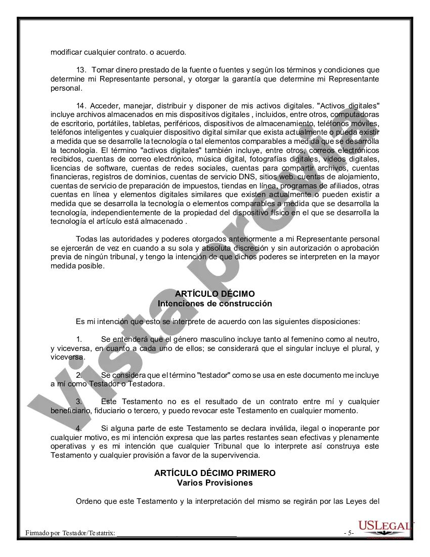 Preview Paquete de Testamentos Mutuos de Últimas Voluntades y Testamentos para Personas Solteras que conviven con Hijos Adultos