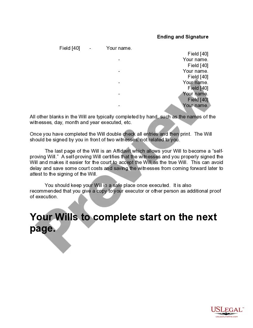 Preview Mutual Wills Package of Last Wills and Testaments for Man and Woman living together not Married with Adult Children