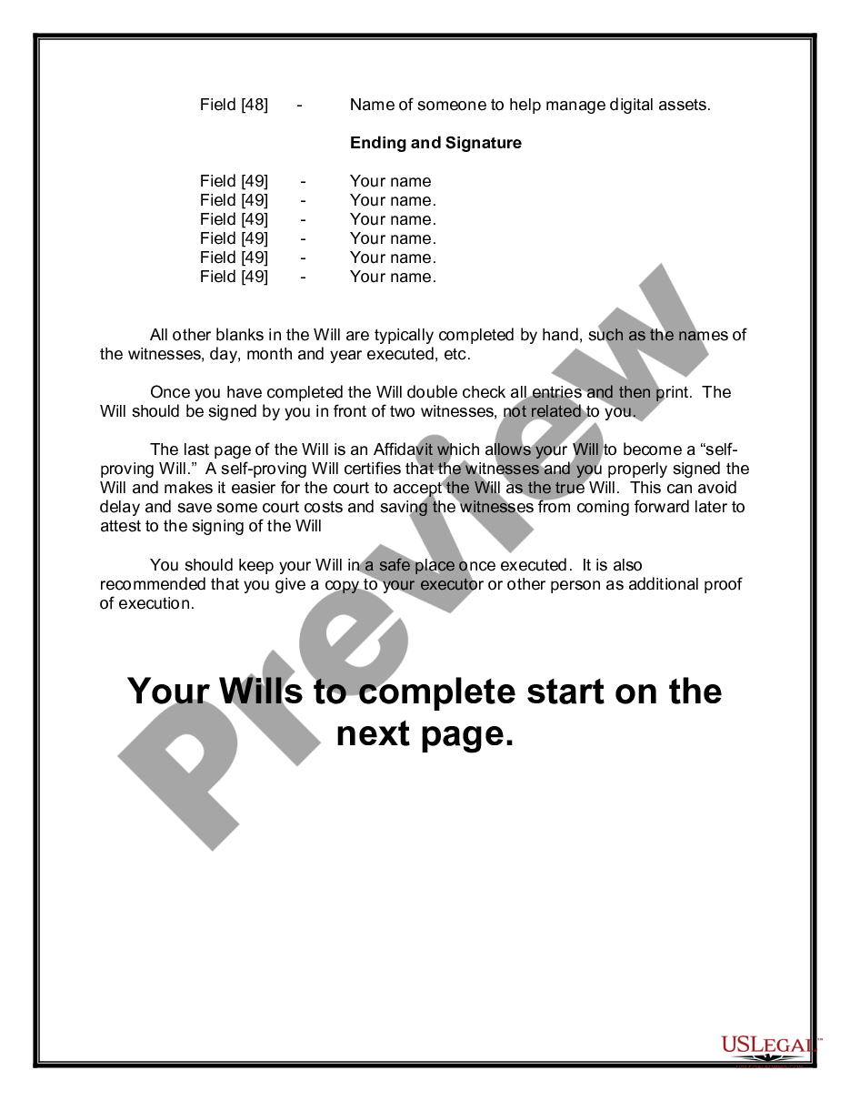 page 3 Mutual Wills or Last Will and Testaments for Unmarried Persons living together with Minor Children preview