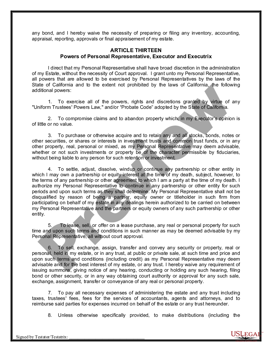 page 8 Mutual Wills or Last Will and Testaments for Unmarried Persons living together with Minor Children preview