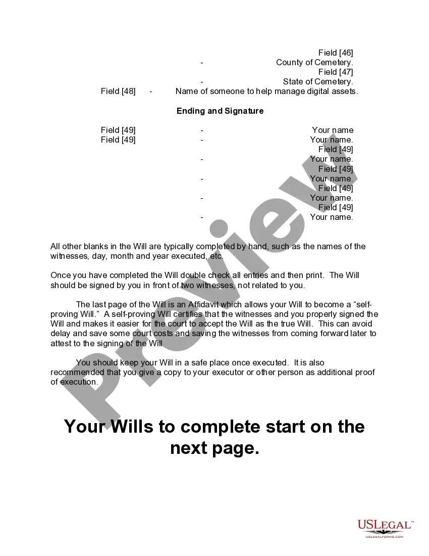 Preview Mutual Wills or Last Will and Testaments for Man and Woman living together, not Married with Minor Children