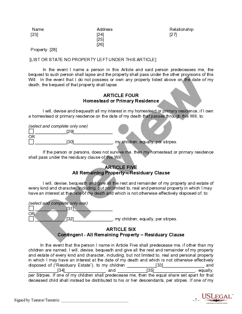 Preview Mutual Wills or Last Will and Testaments for Man and Woman living together, not Married with Minor Children