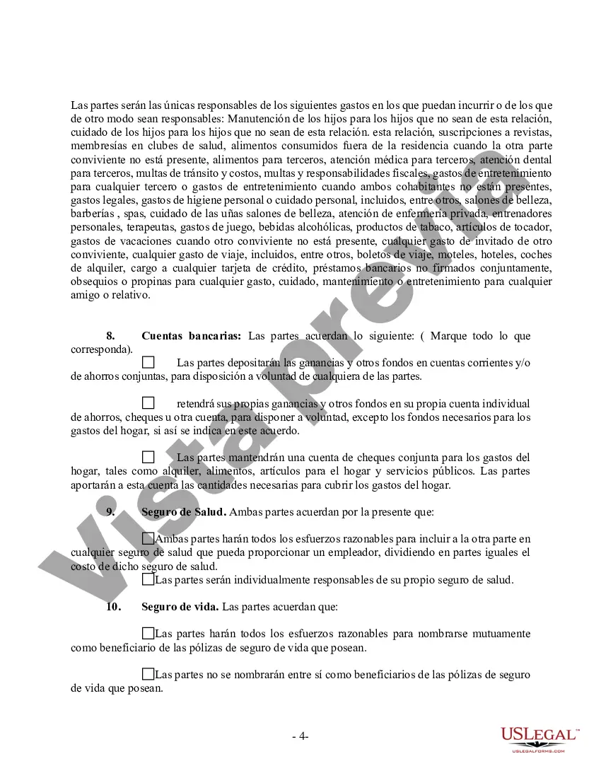 Preview Acuerdo de convivencia no marital de convivencia