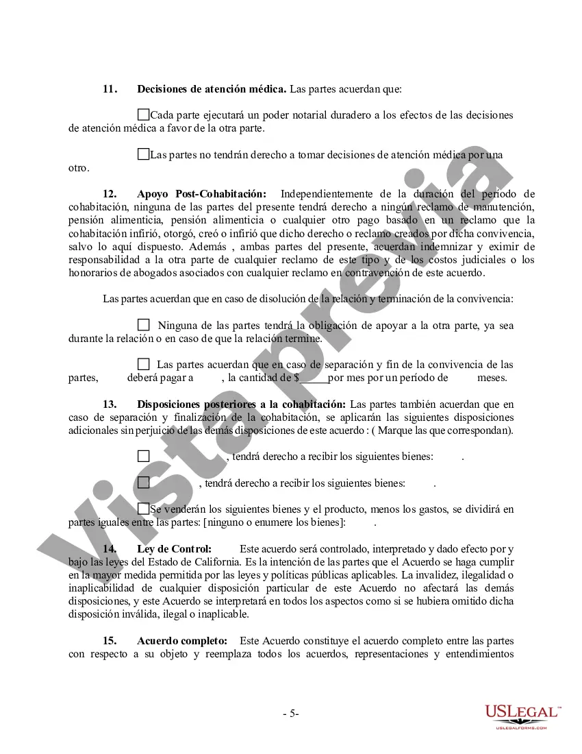 Preview Acuerdo de convivencia no marital de convivencia