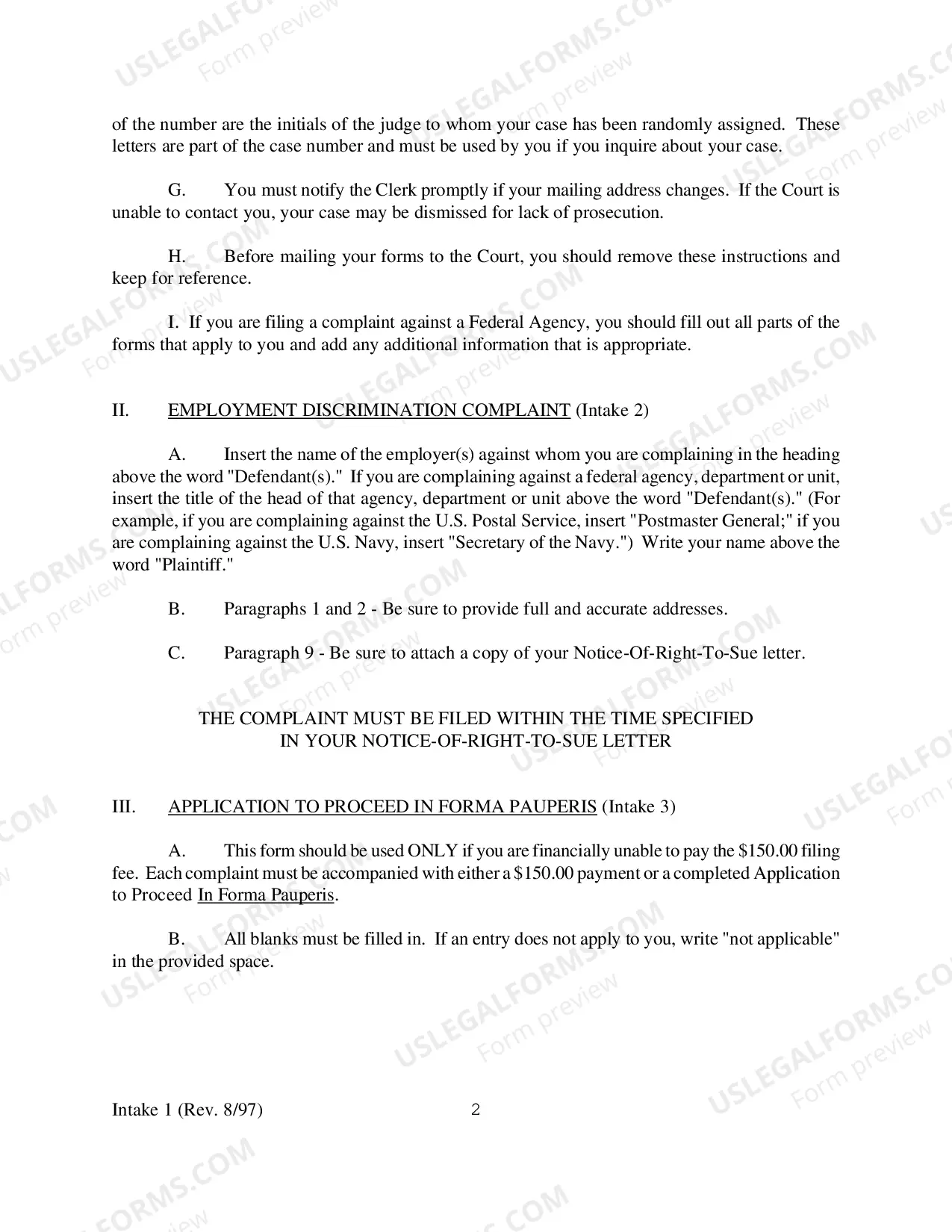 Preview Employment Discrimination Complaint