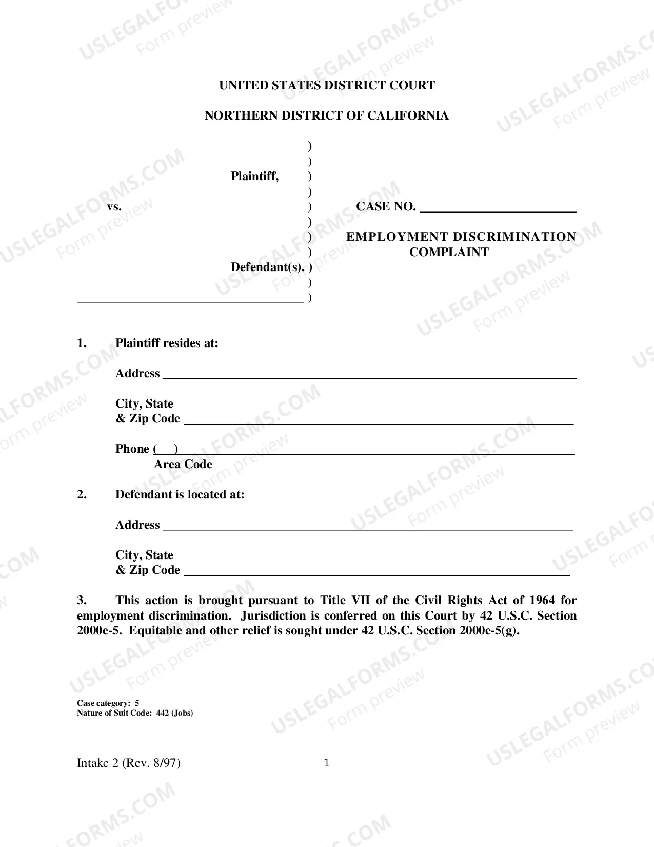 Preview Employment Discrimination Complaint