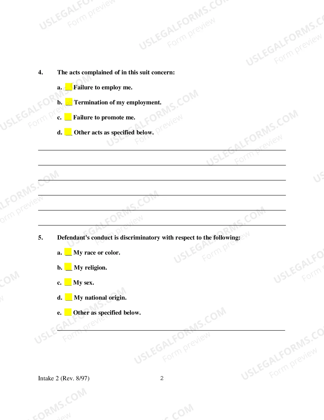 Preview Employment Discrimination Complaint