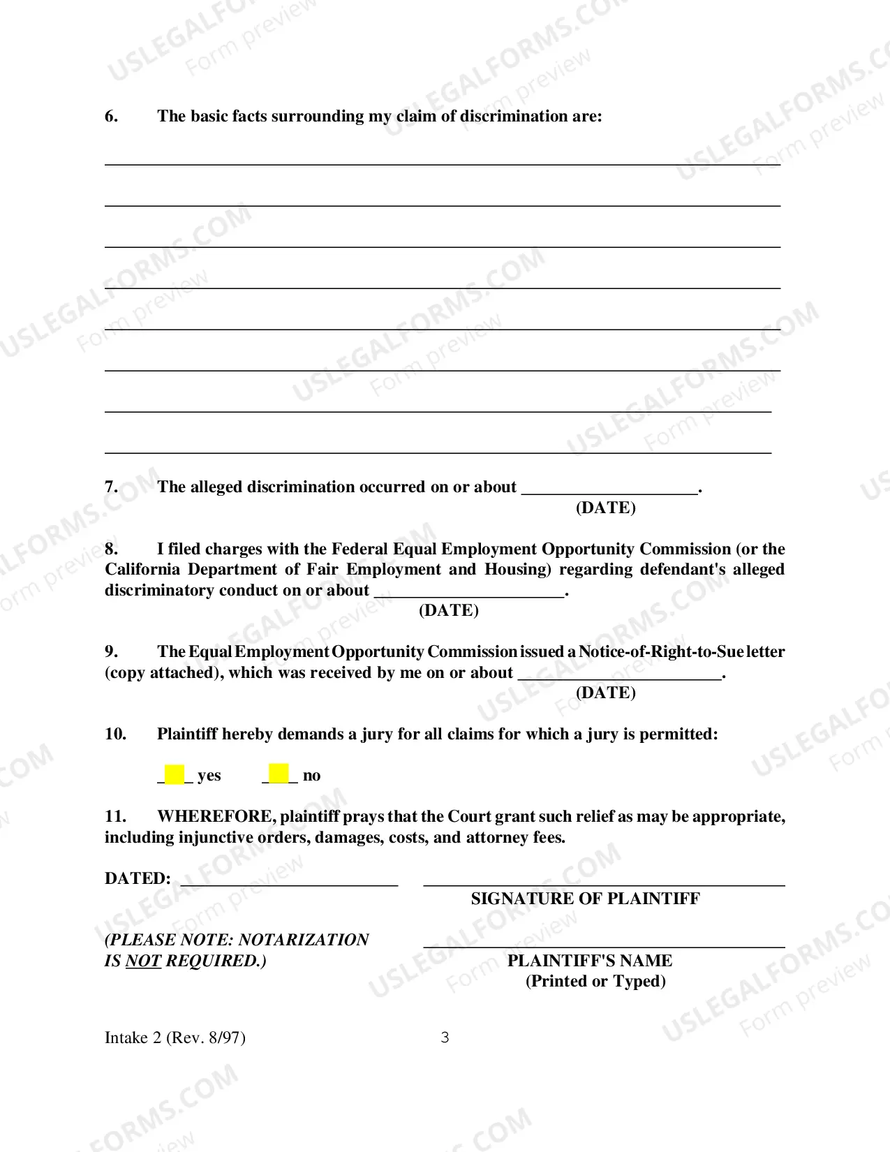 Preview Employment Discrimination Complaint
