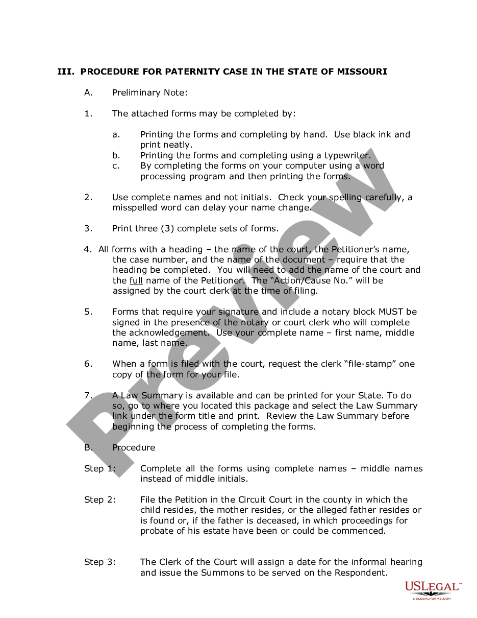 page 2 Paternity Case Package - Establishment of Paternity preview