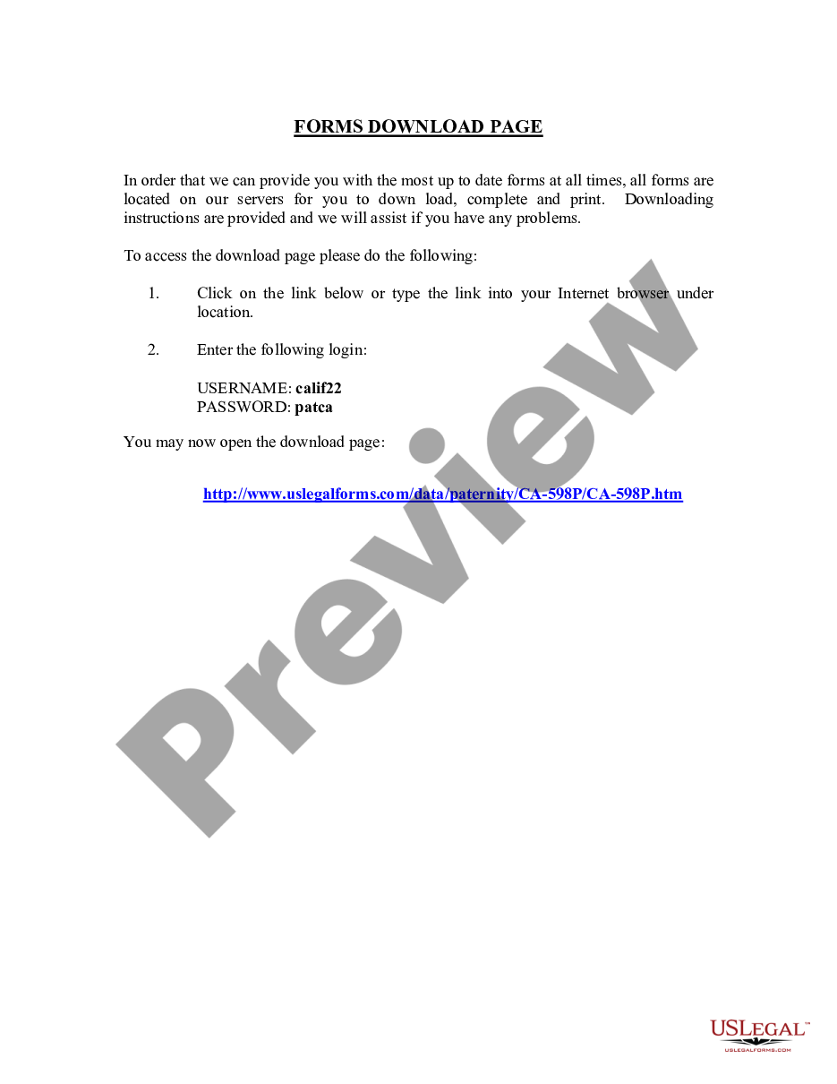 page 6 Paternity Case Package - Establishment of Paternity preview