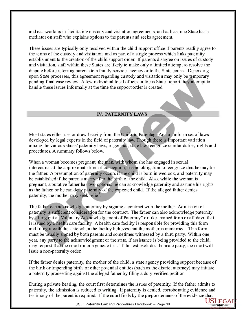 Preview Paternity Law and Procedure Handbook