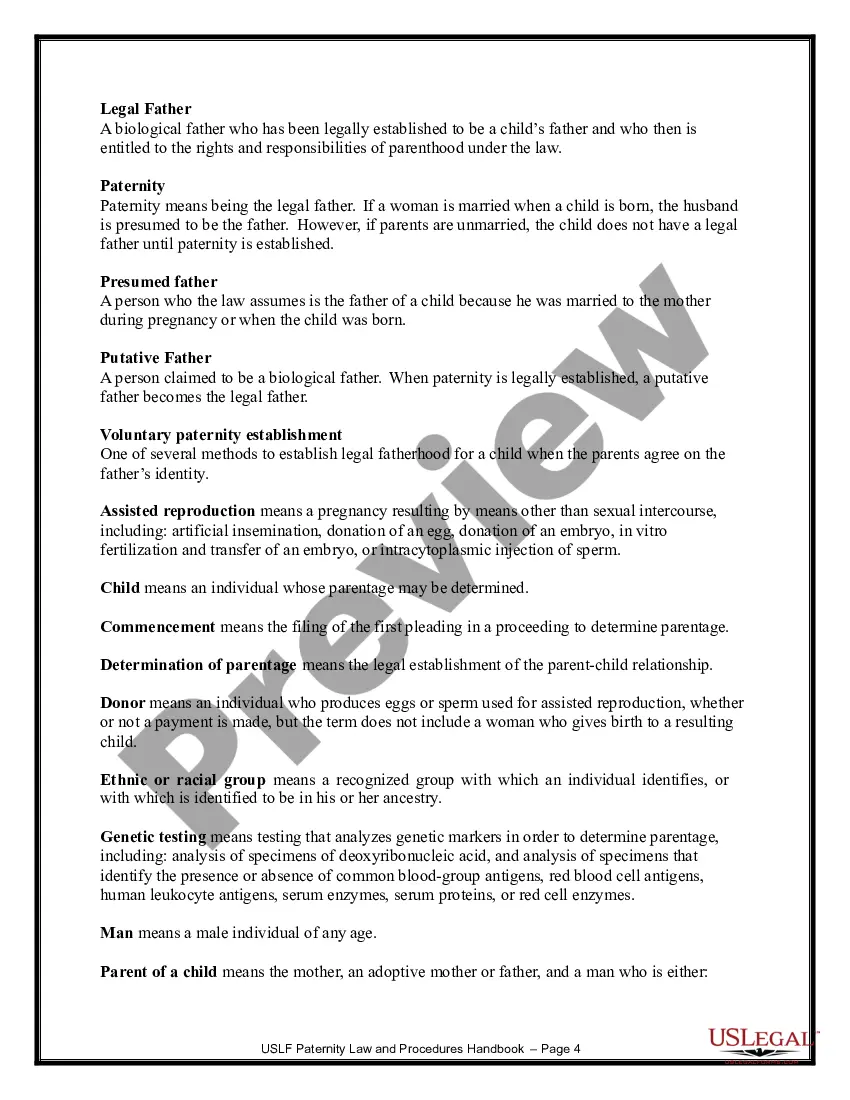 Preview Paternity Law and Procedure Handbook