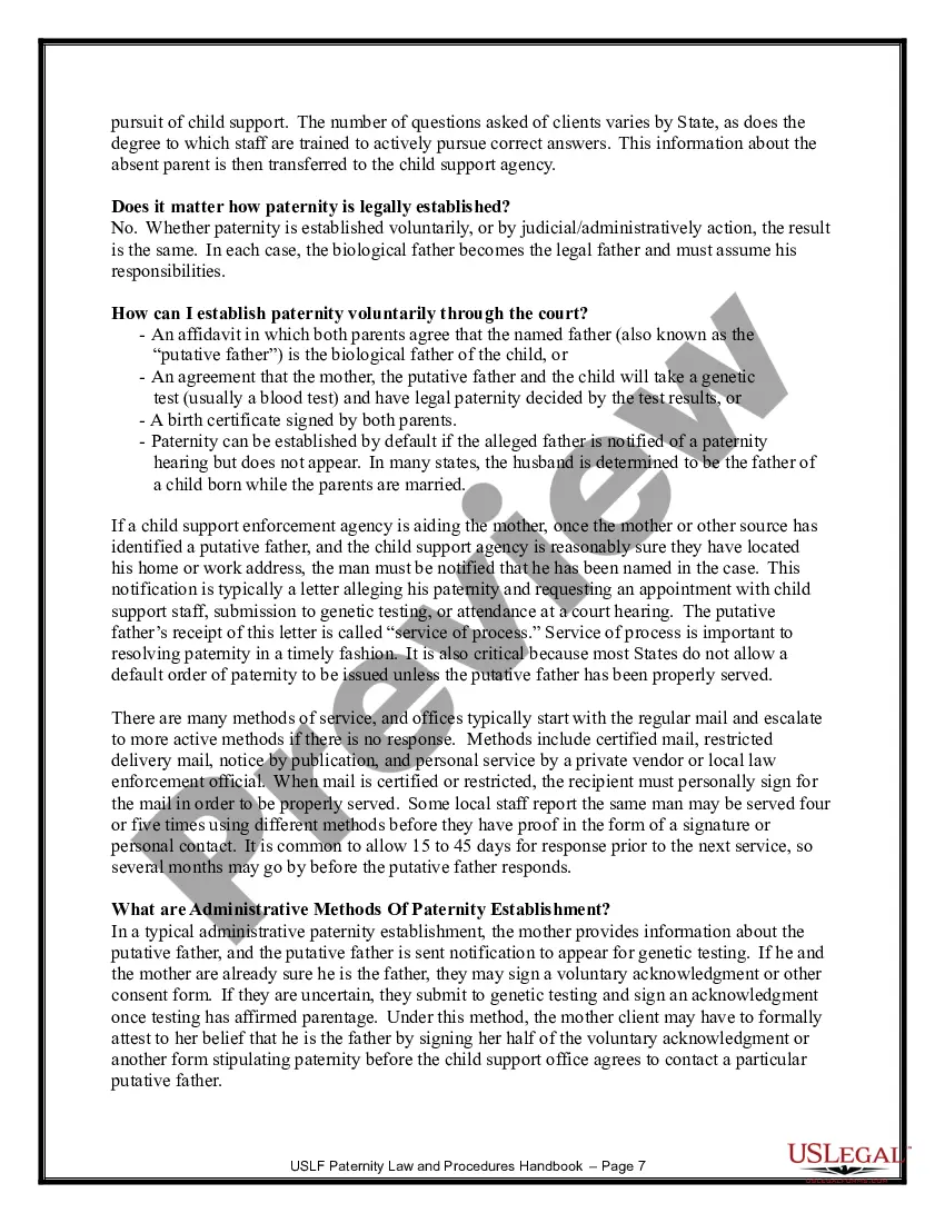 Preview Paternity Law and Procedure Handbook