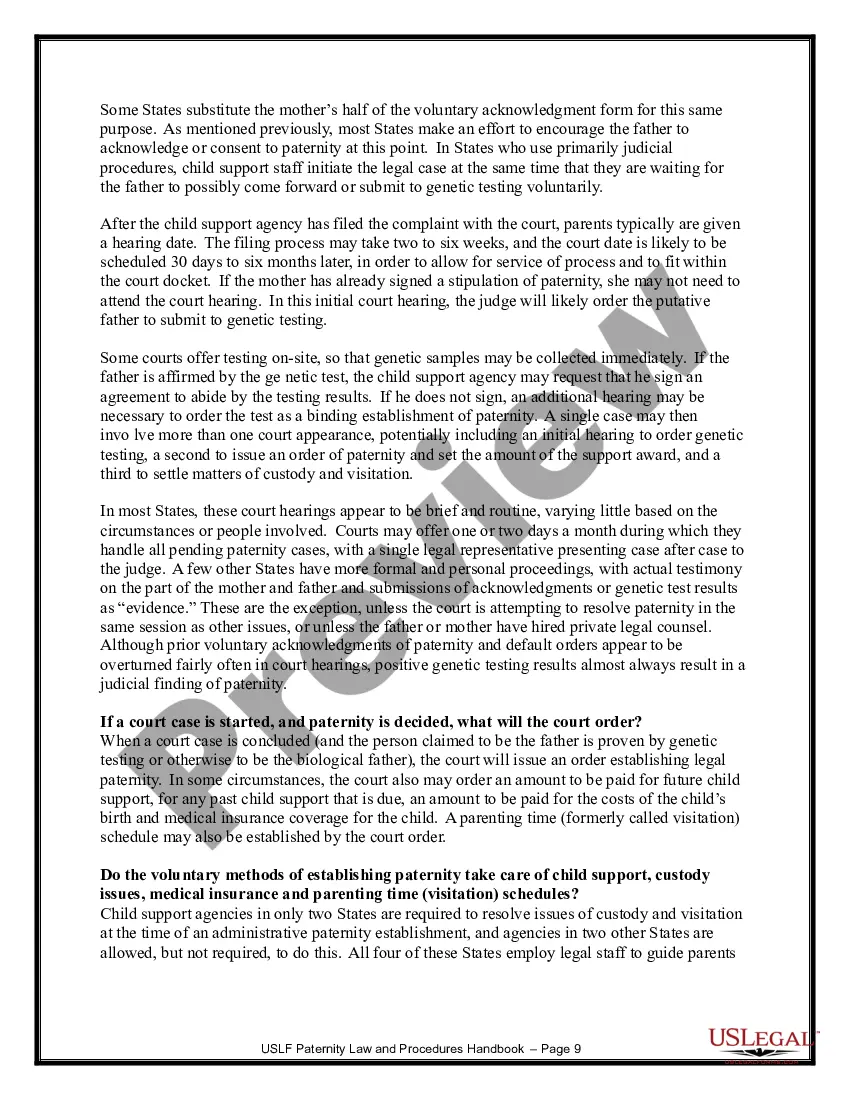 Preview Paternity Law and Procedure Handbook