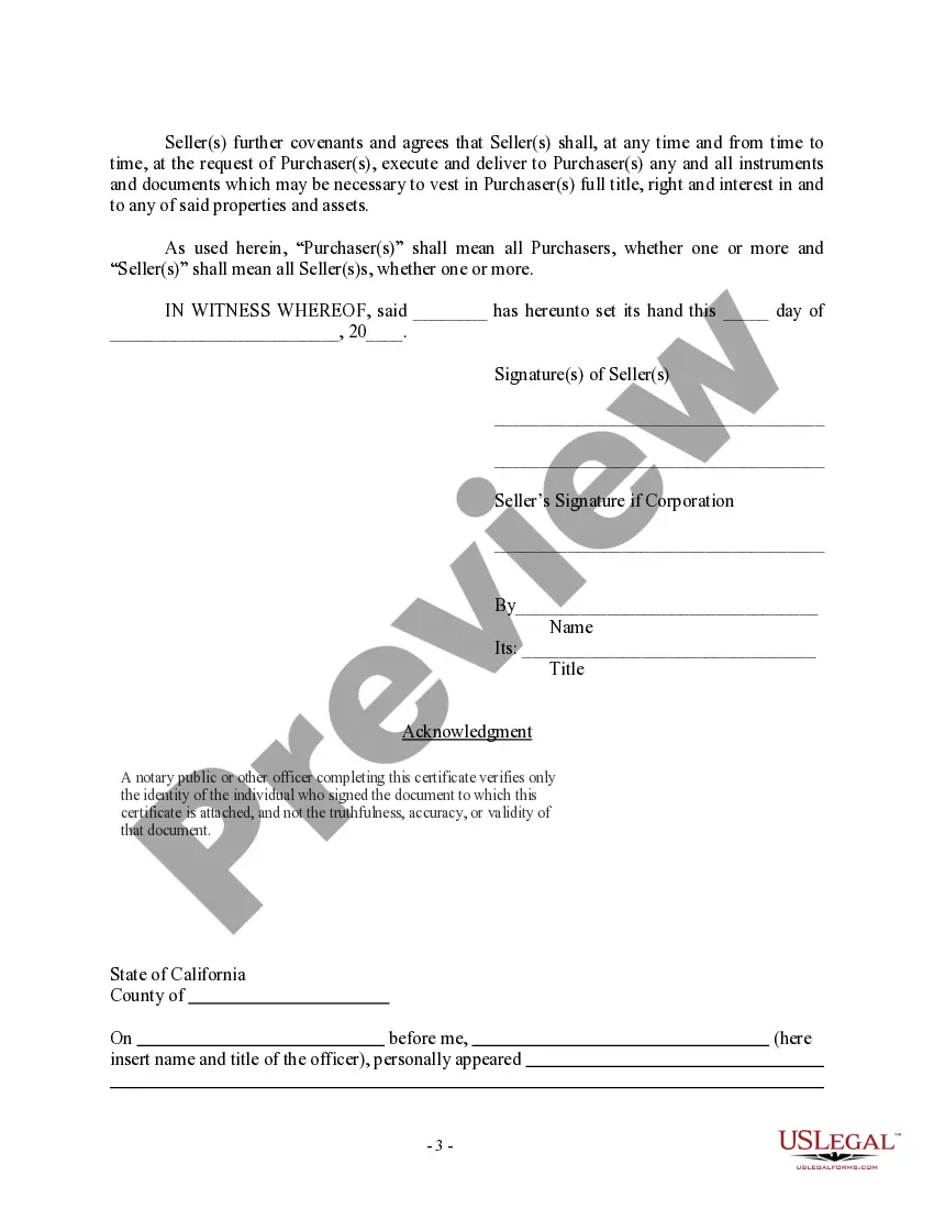 Preview Bill of Sale in Connection with Sale of Business by Individual or Corporate Seller