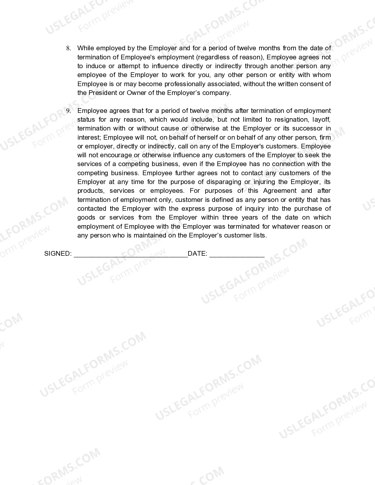 Preview Confidentiality Agreement for Food Service Workers in California