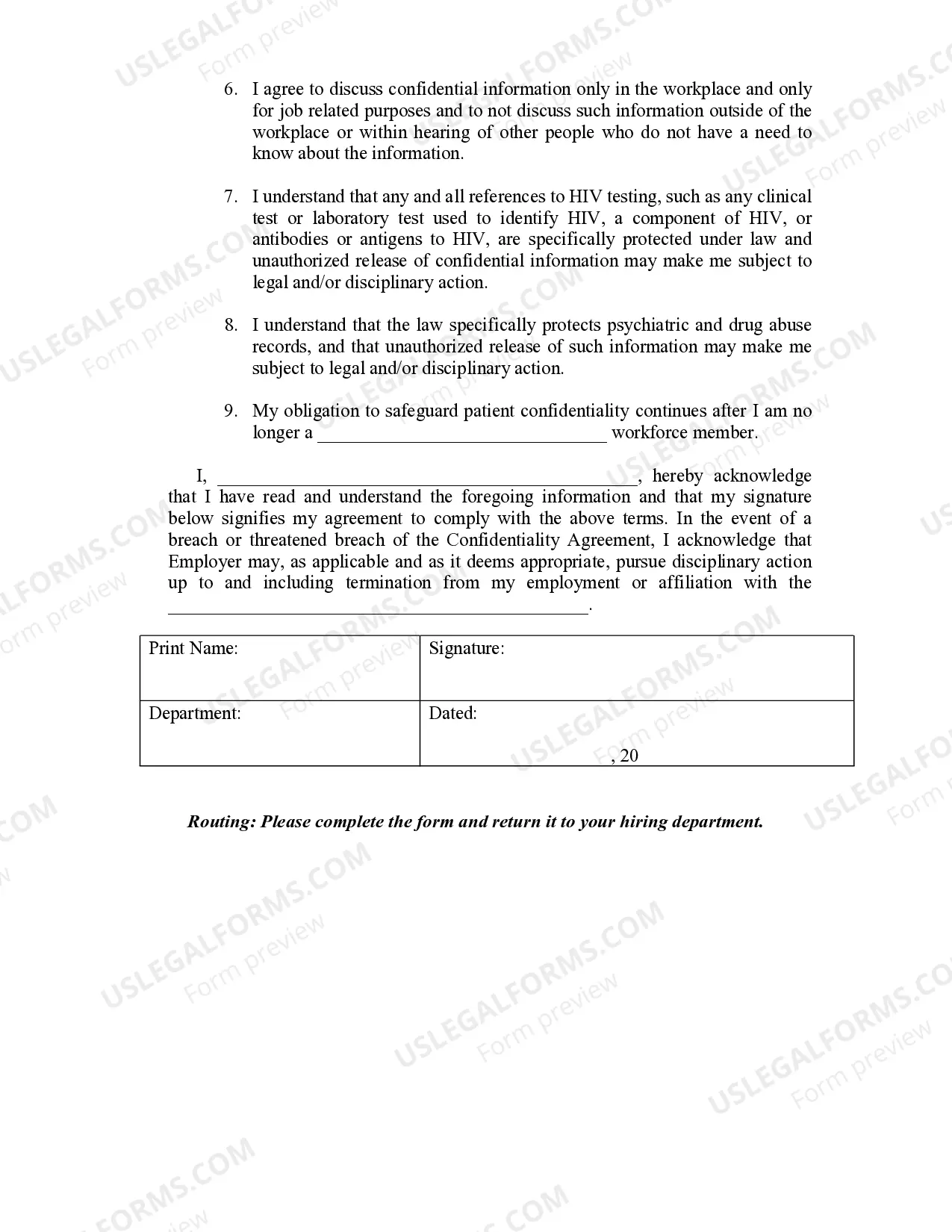 Preview Confidentiality Agreement for Healthcare Workers Employee Information and Patient Information