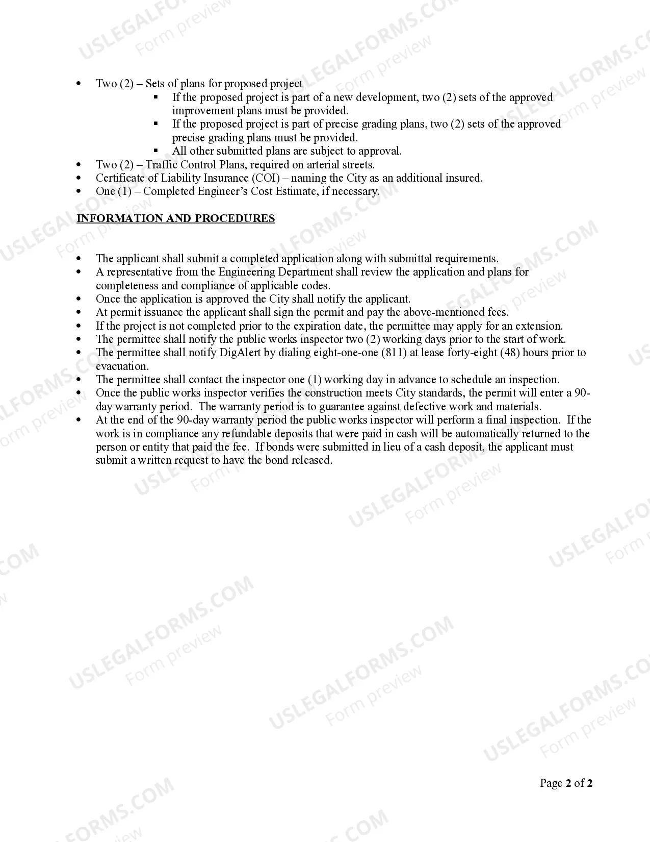 Preview Encroachment Permit Application