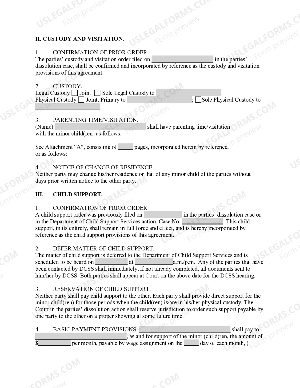 Preview Marital Settlement Agreement