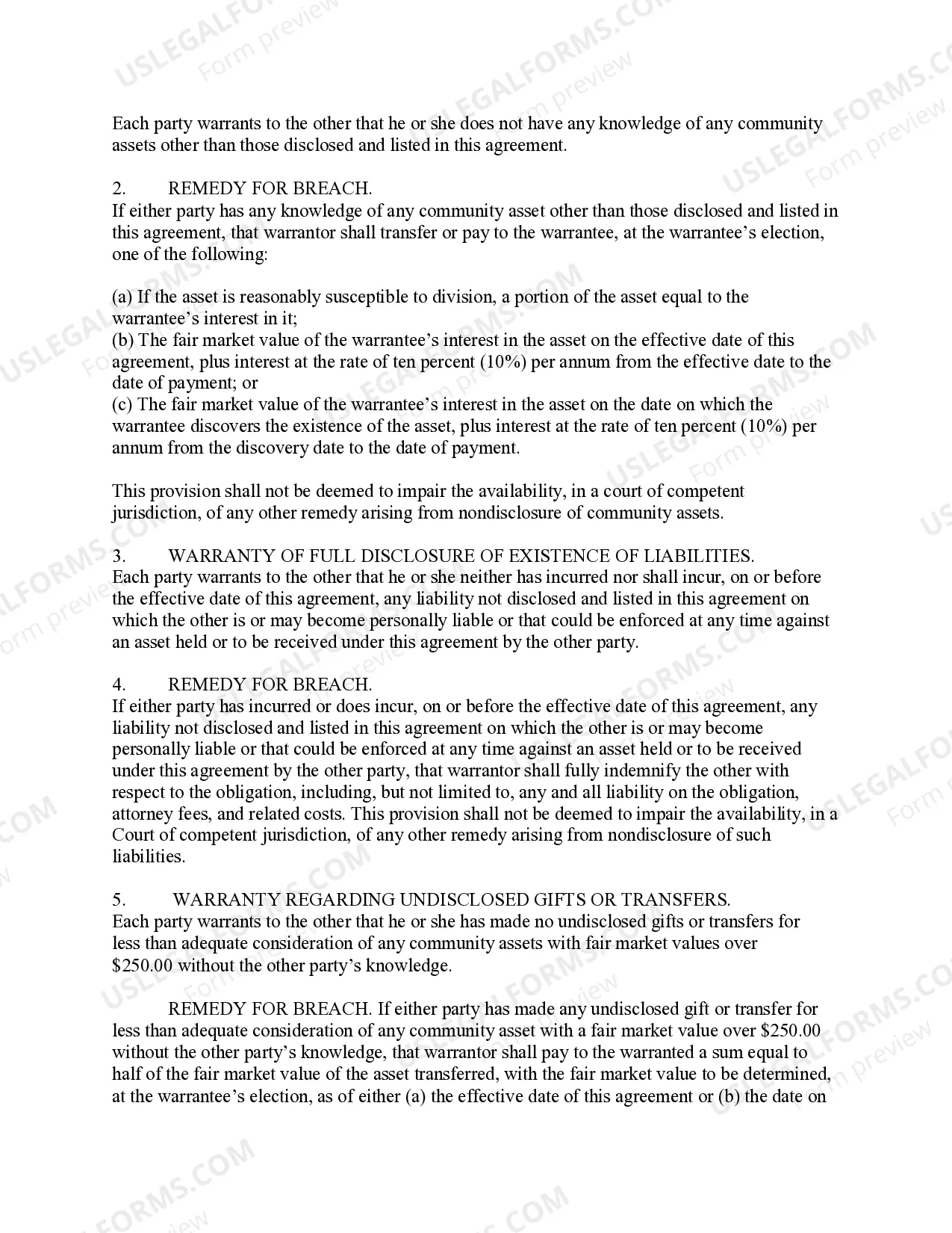 Preview Marital Settlement Agreement