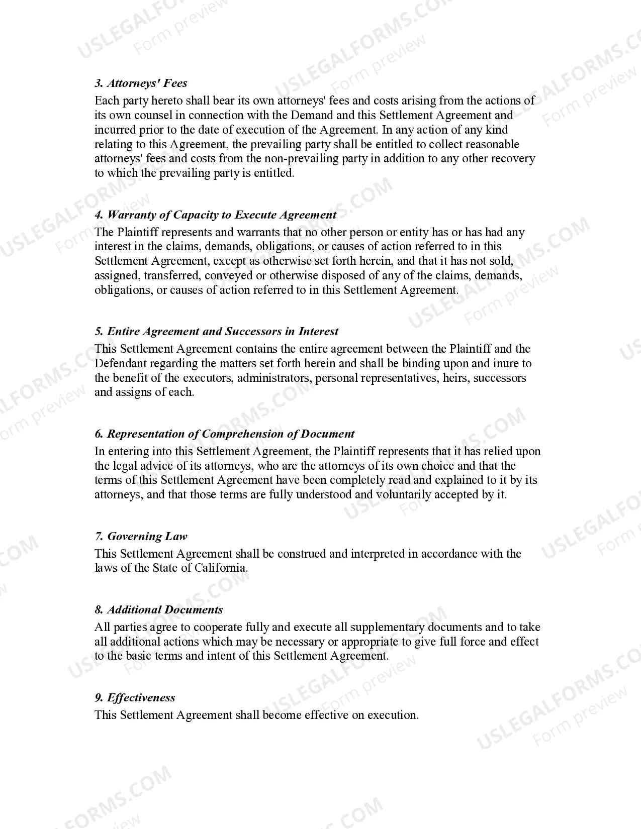 Preview Settlement Agreement and Release
