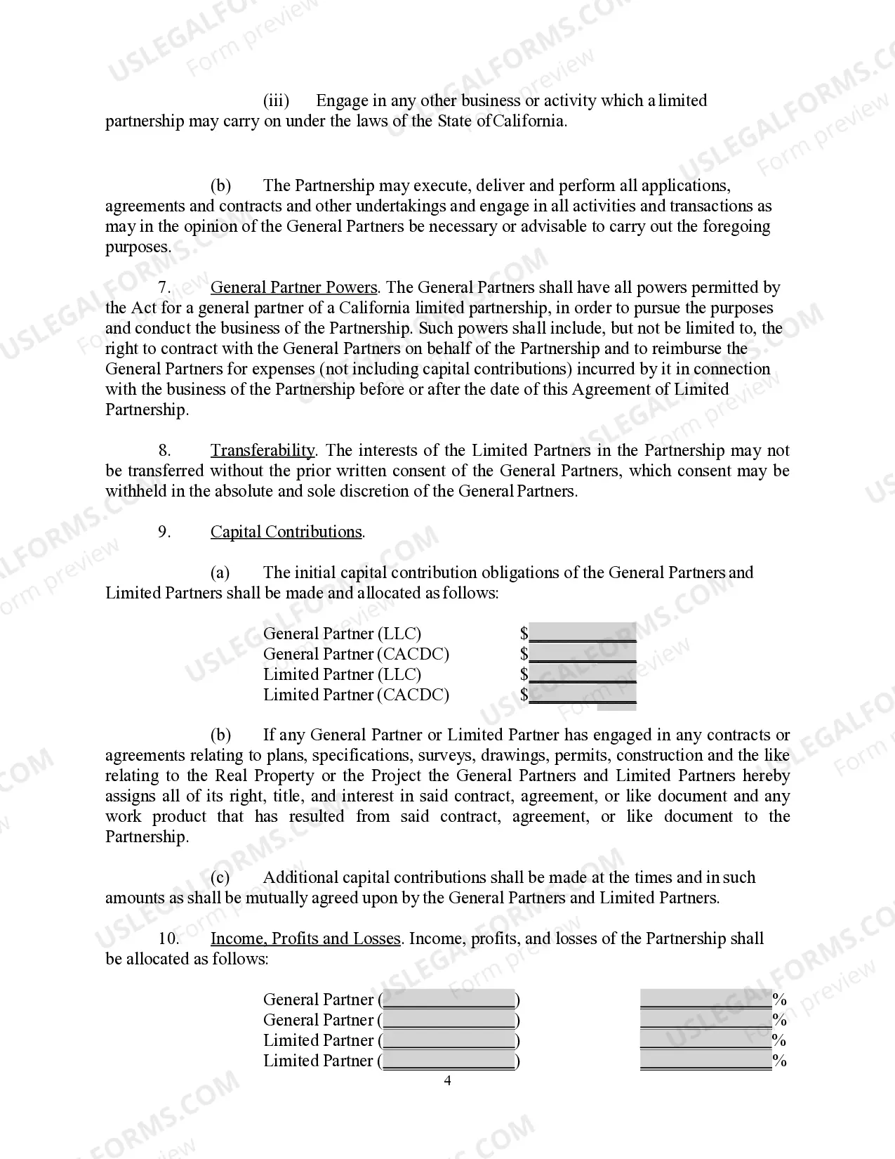 Preview Agreement of Limited Partnership