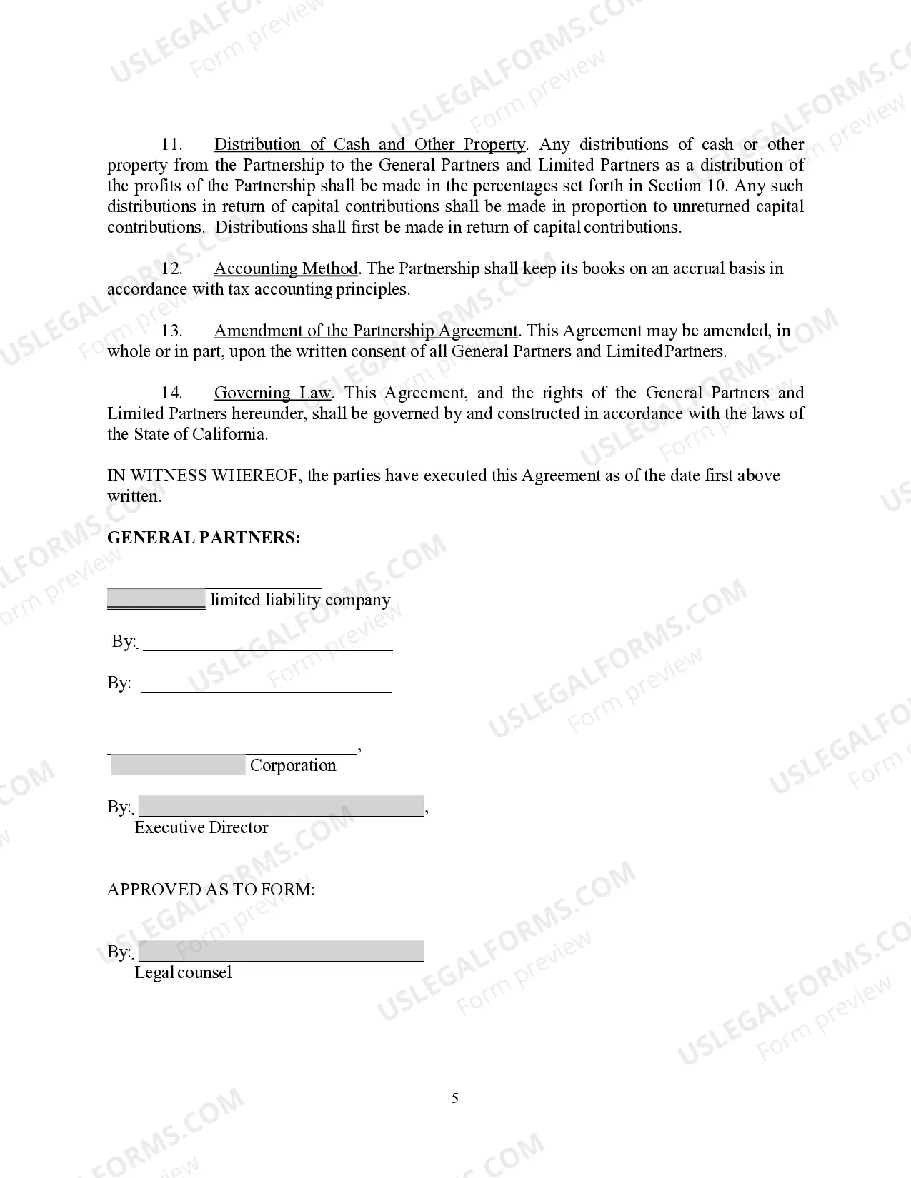 Preview Agreement of Limited Partnership