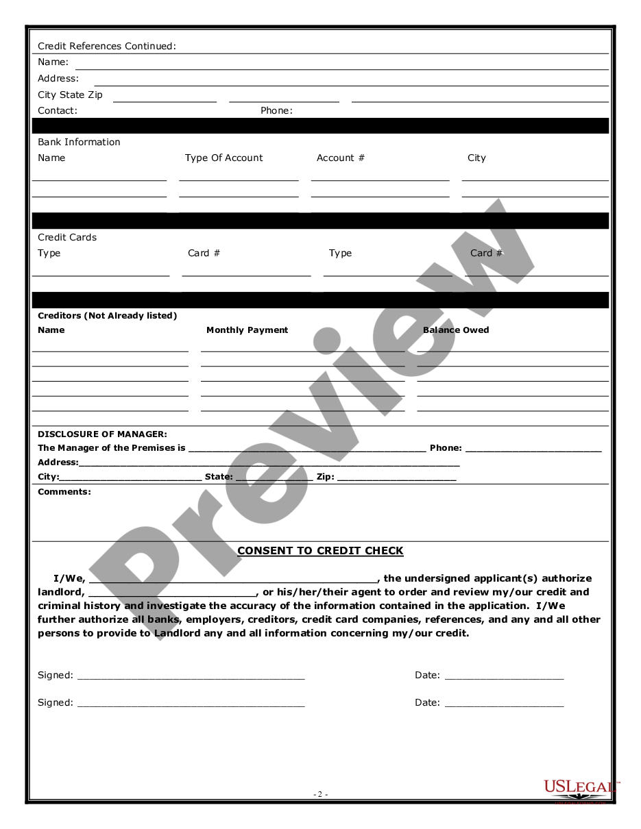 page 1 Commercial Rental Lease Application preview