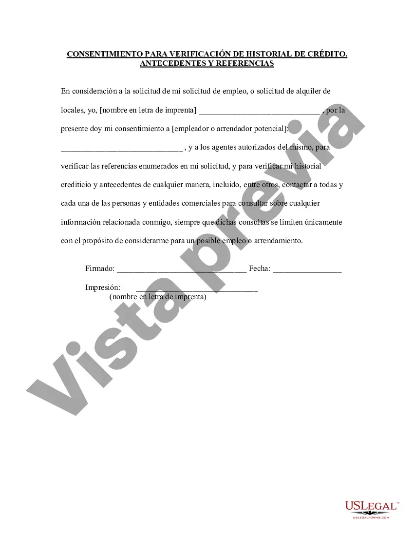 Preview Consentimiento del arrendatario para antecedentes crediticios y verificación de referencias