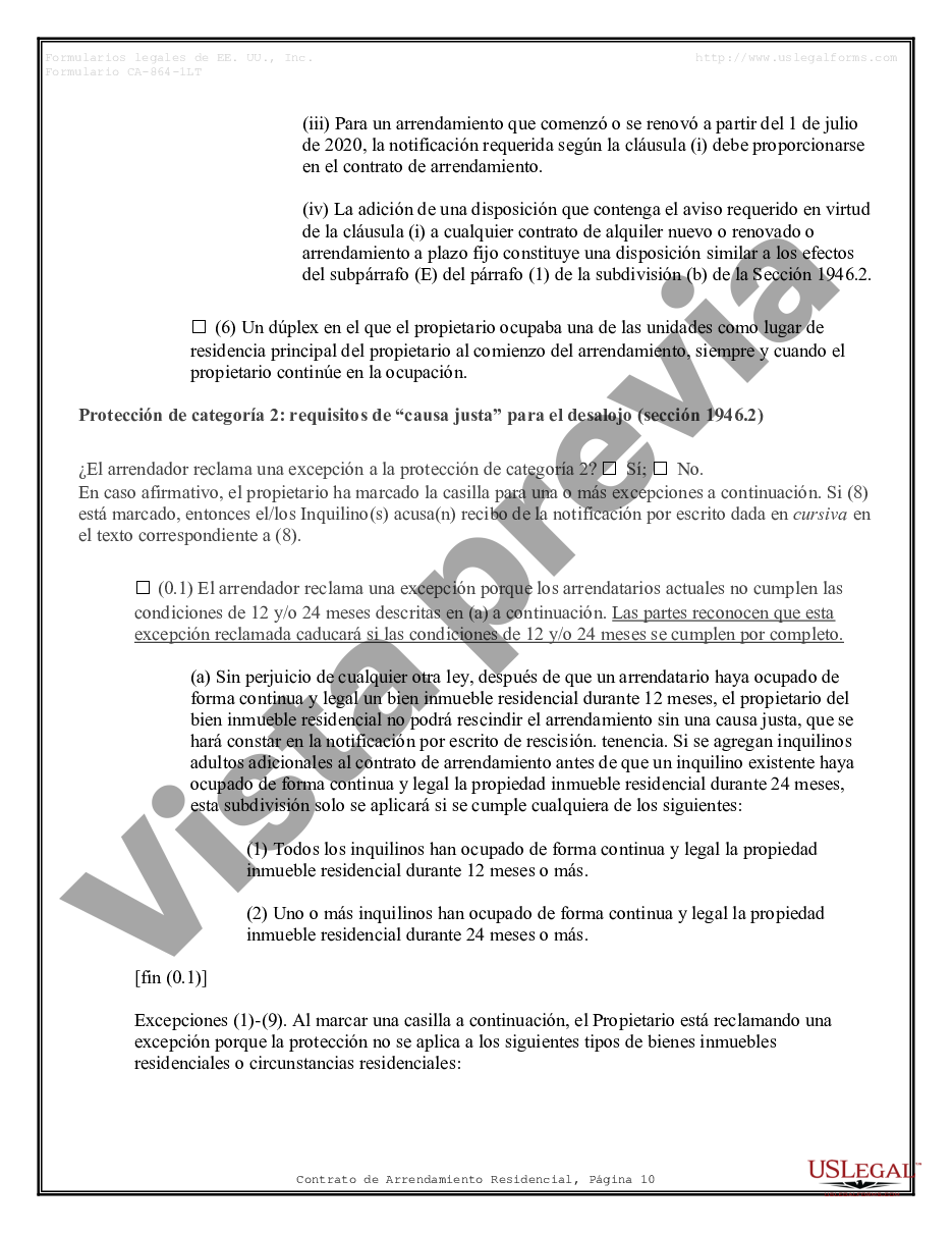 California Arrendamiento Residencial O Contrato De Alquiler De Mes A Mes Contrato De Renta En