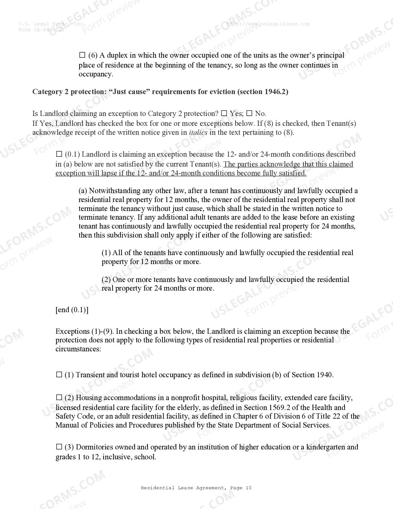 Preview Residential Lease or Rental Agreement for Month to Month
