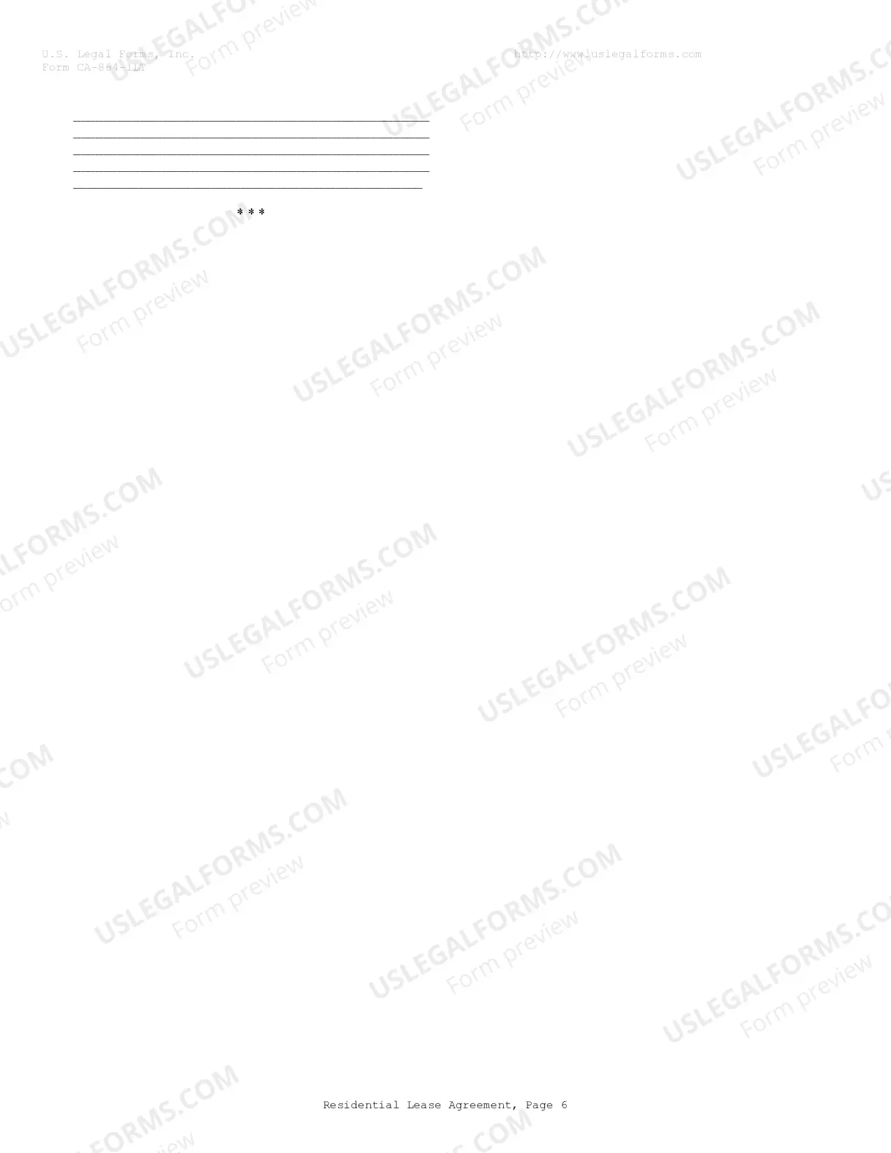 Preview Residential Lease or Rental Agreement for Month to Month