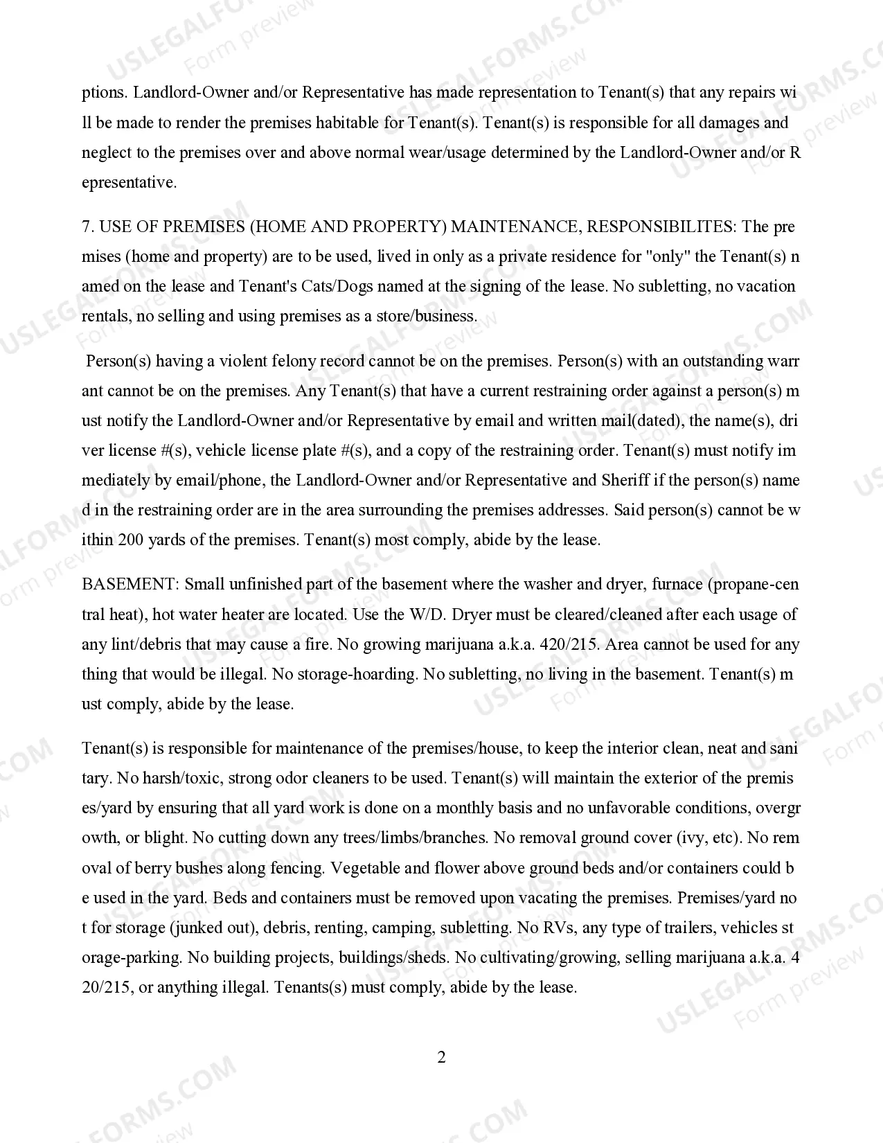 Preview Tenant Lease Agreement