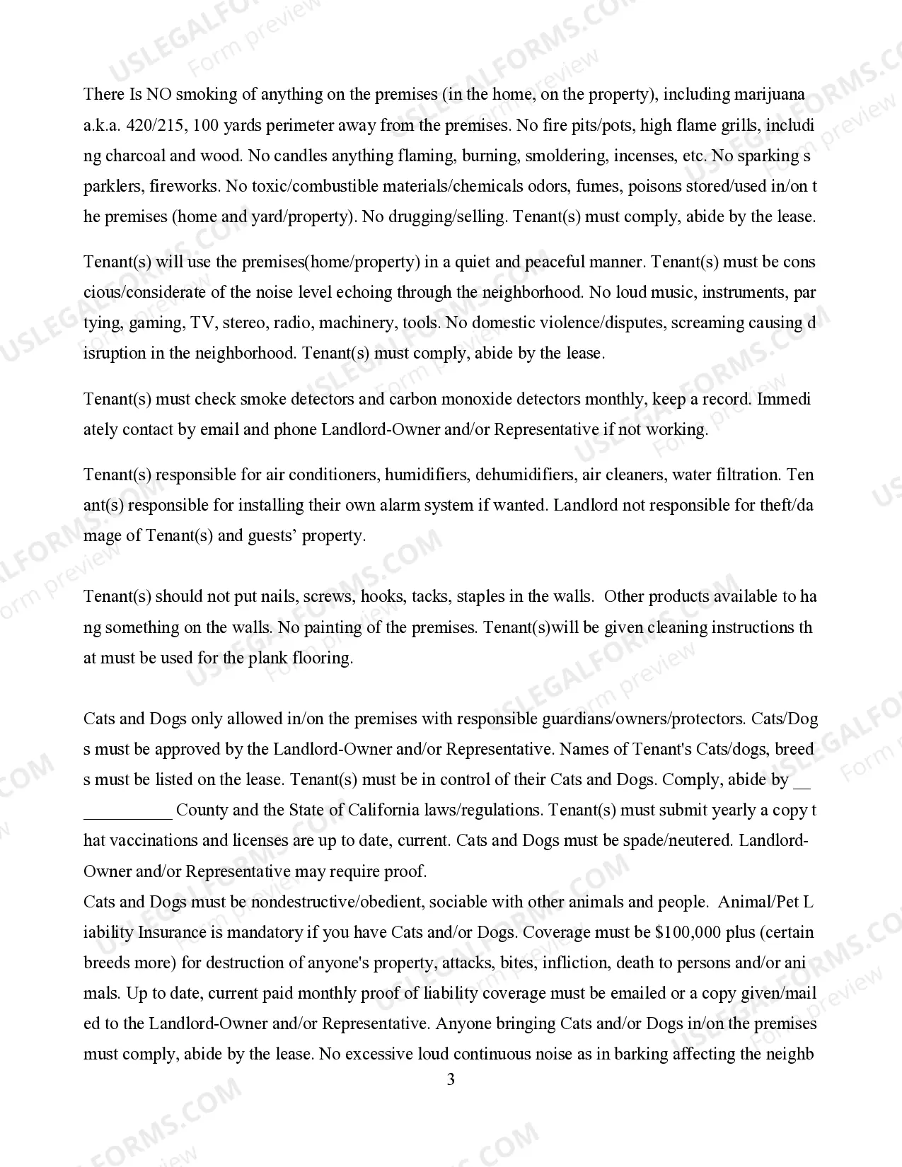 Preview Tenant Lease Agreement