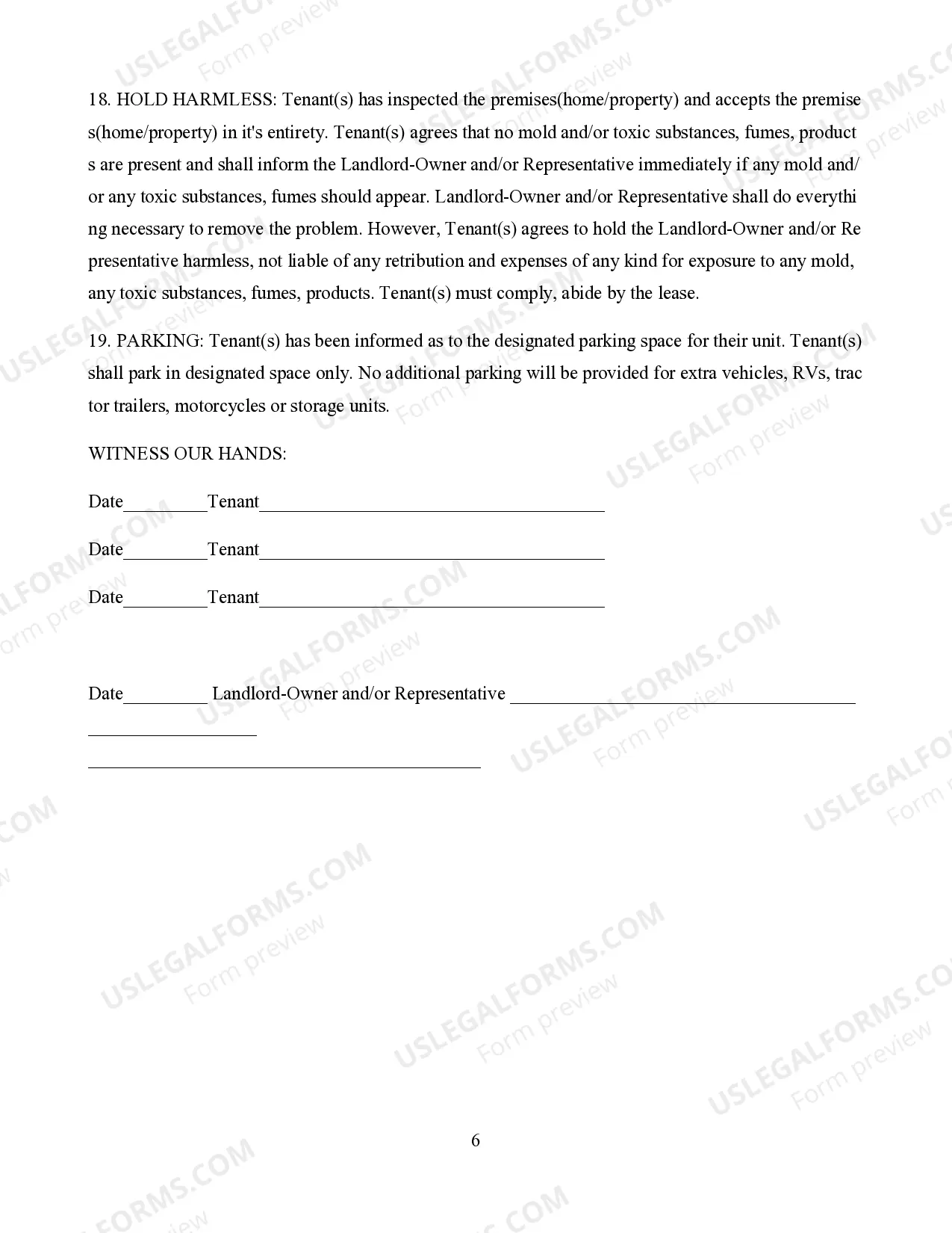 Preview Tenant Lease Agreement