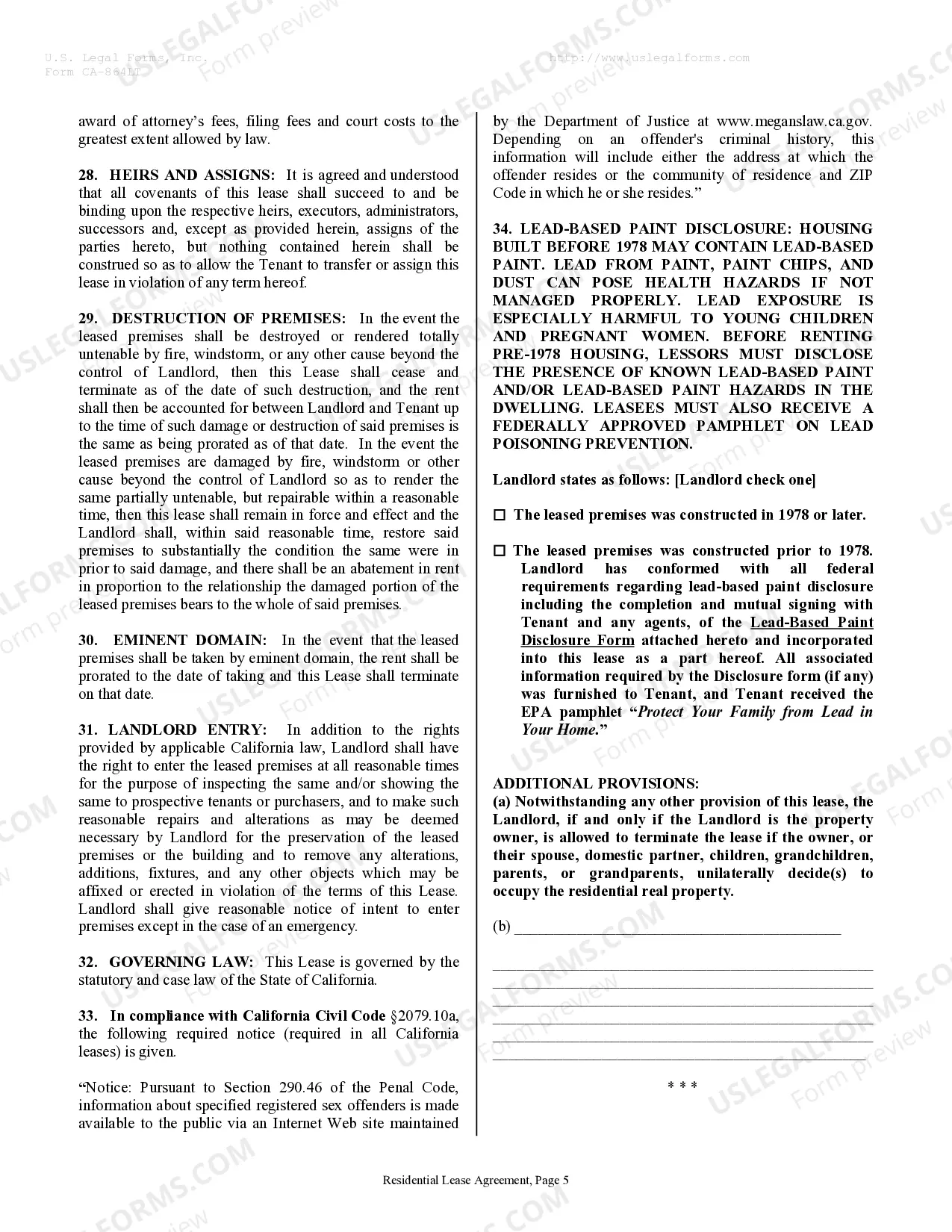 Preview Residential Rental Lease Agreement