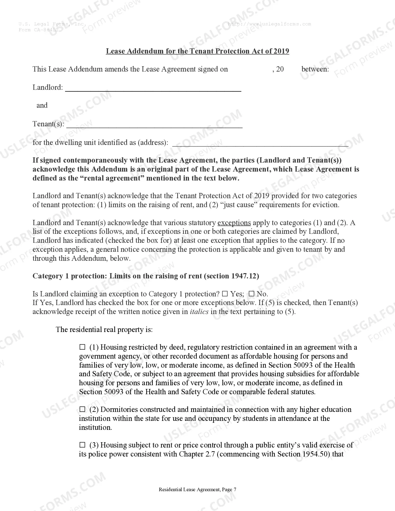 Preview Residential Rental Lease Agreement
