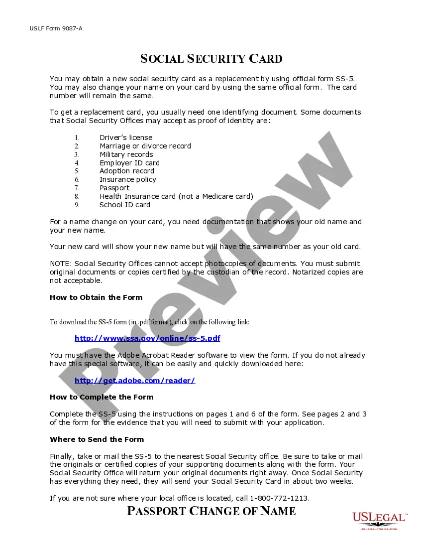 Preview Name Change Notification Package for Brides, Court Ordered Name Change, Divorced, Marriage