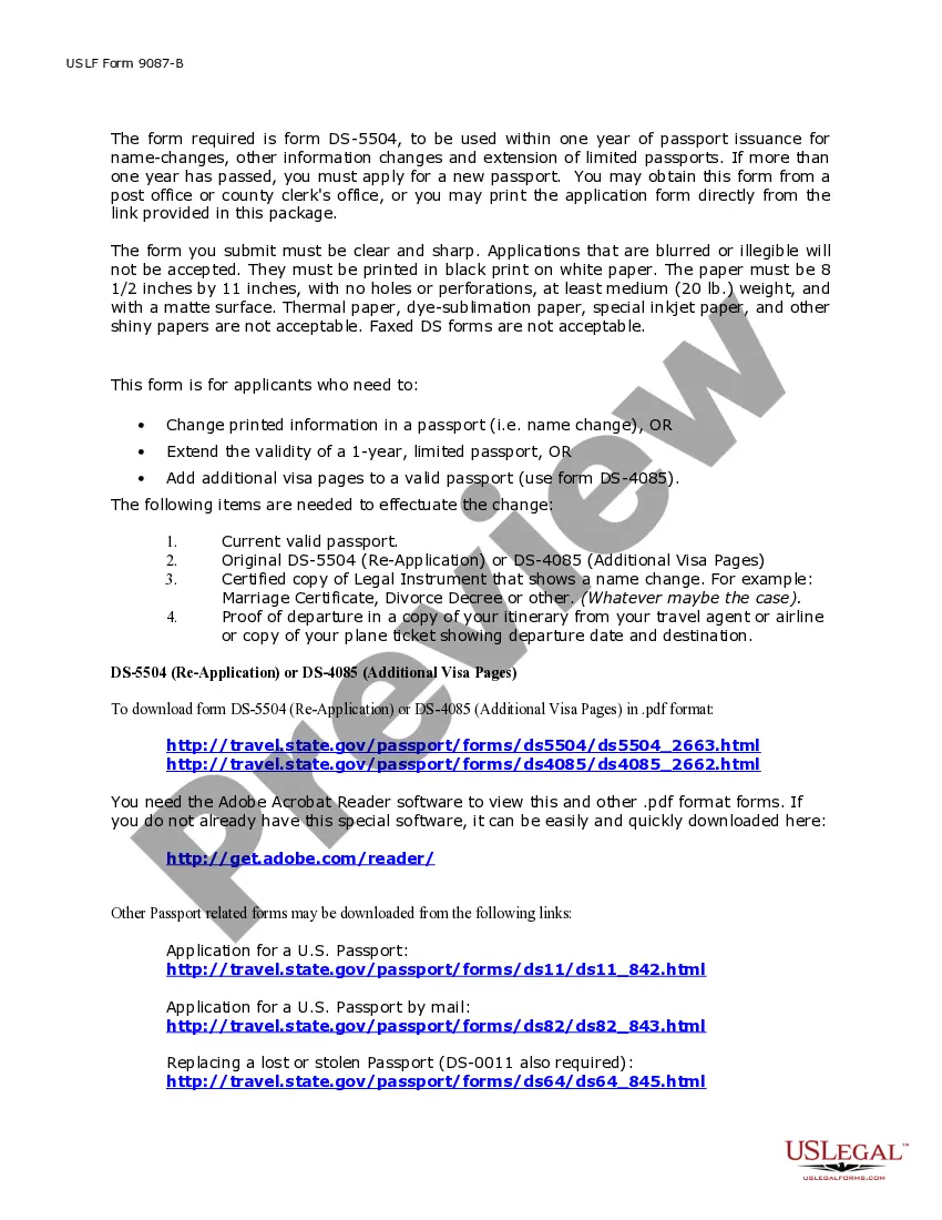 Preview Name Change Notification Package for Brides, Court Ordered Name Change, Divorced, Marriage