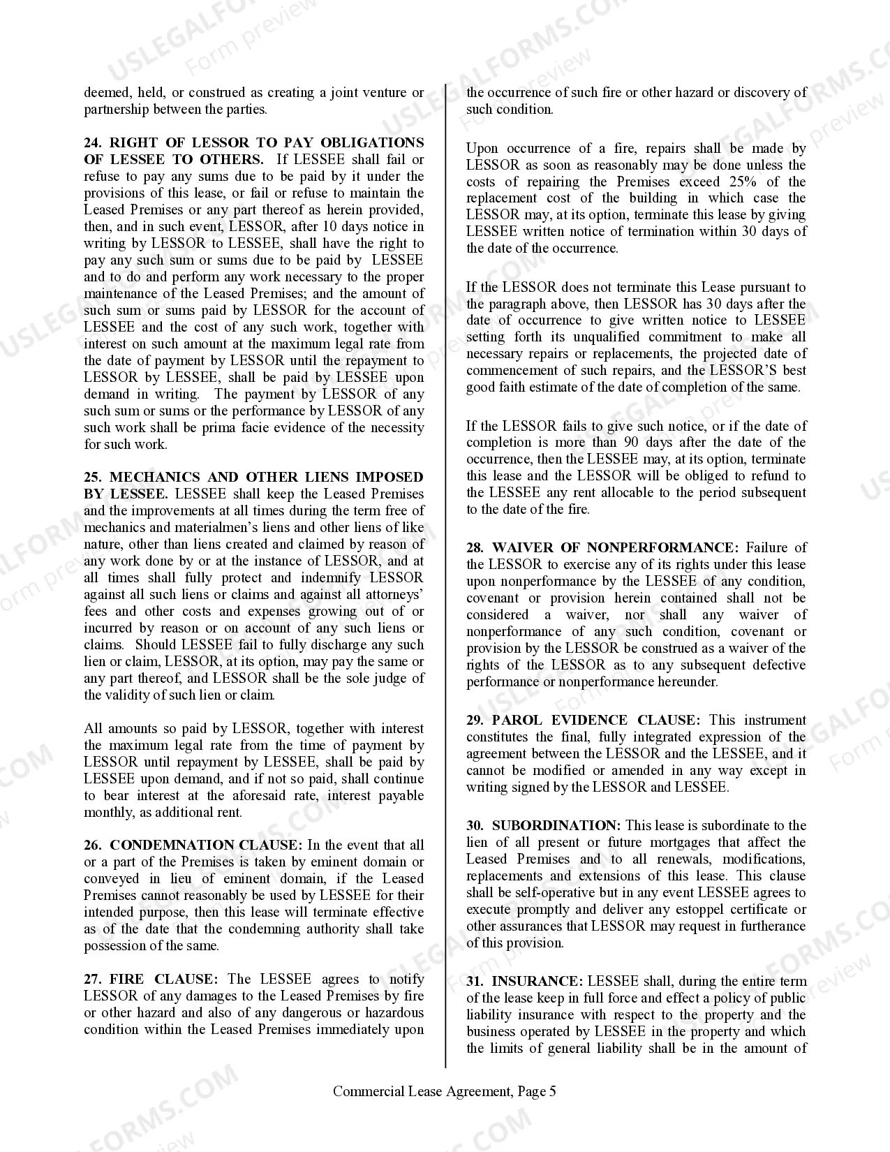 Preview Commercial Building or Space Lease