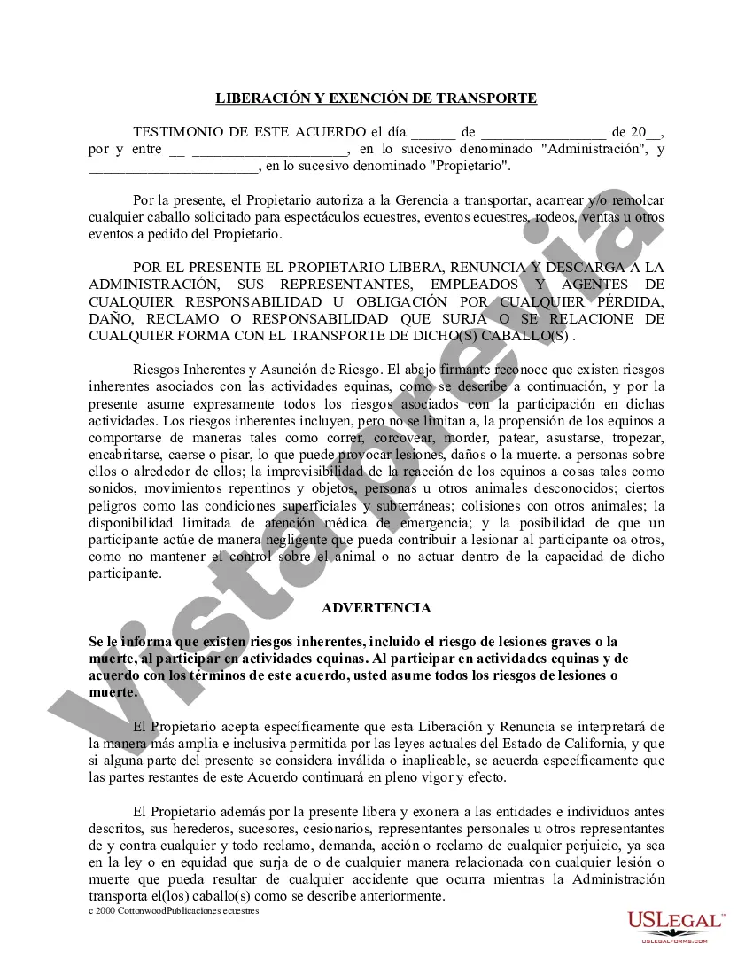 Preview Paquete de formularios equinos de caballos de California