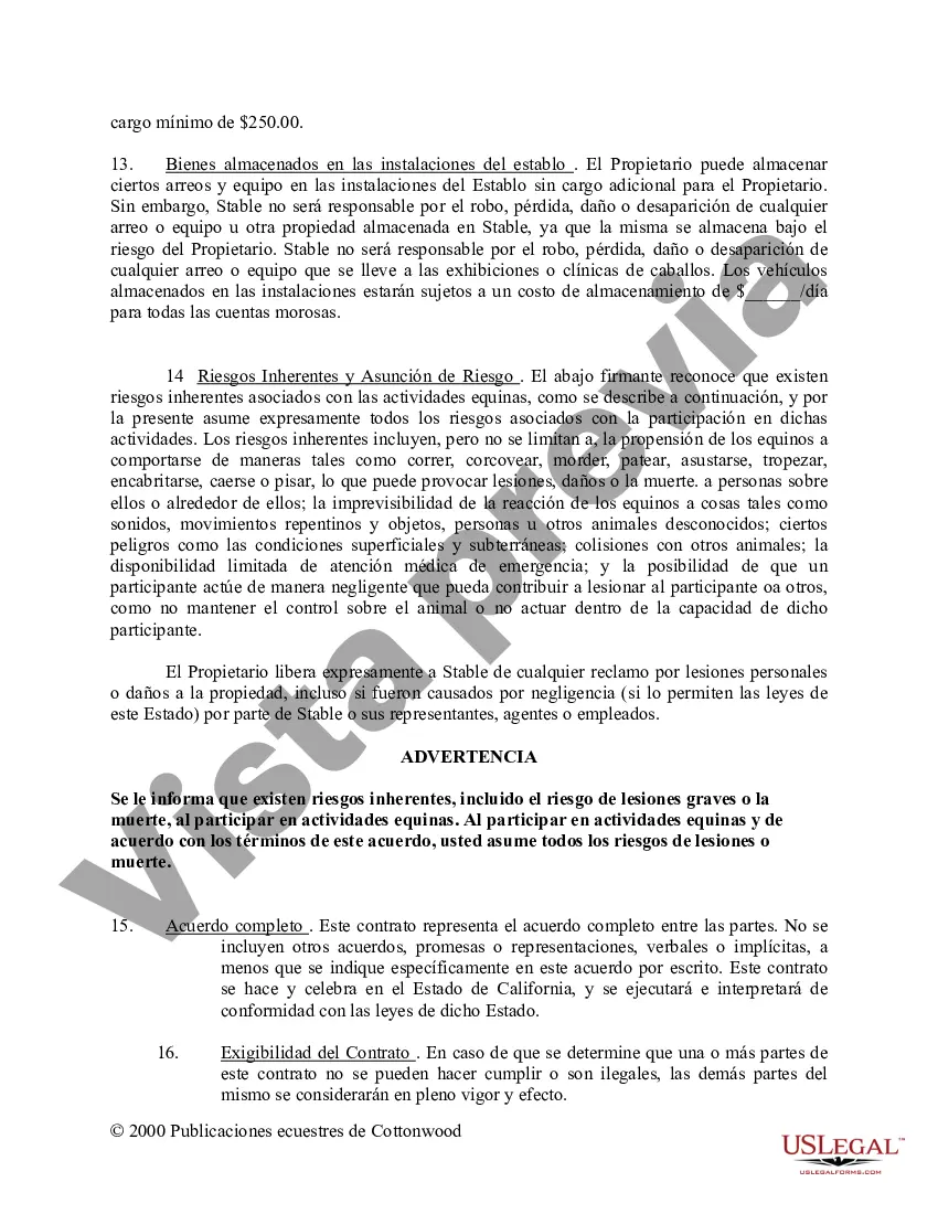Preview Paquete de formularios equinos de caballos de California