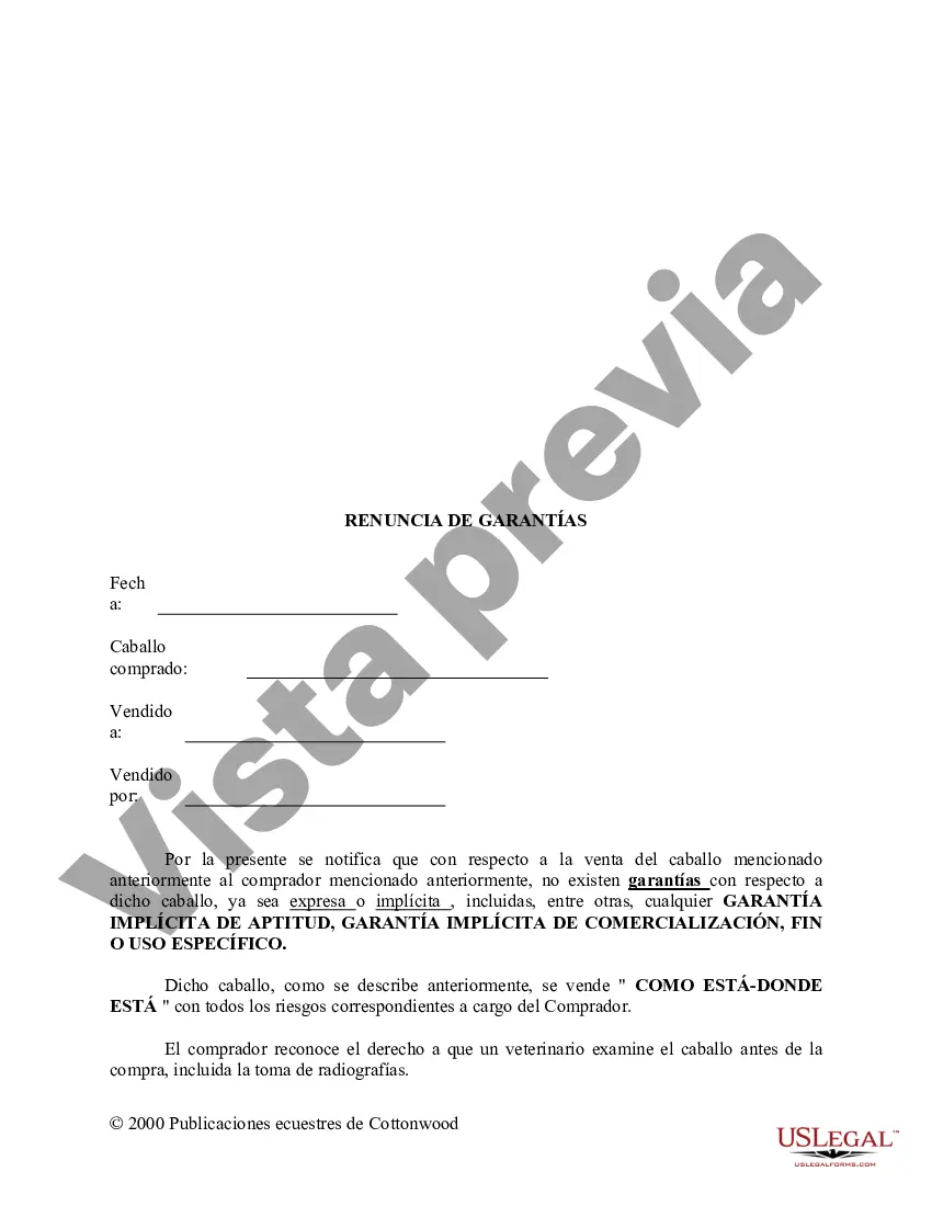 Preview Paquete de formularios equinos de caballos de California