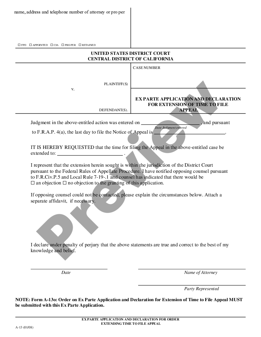 San Diego California Ex Parte Application | US Legal Forms