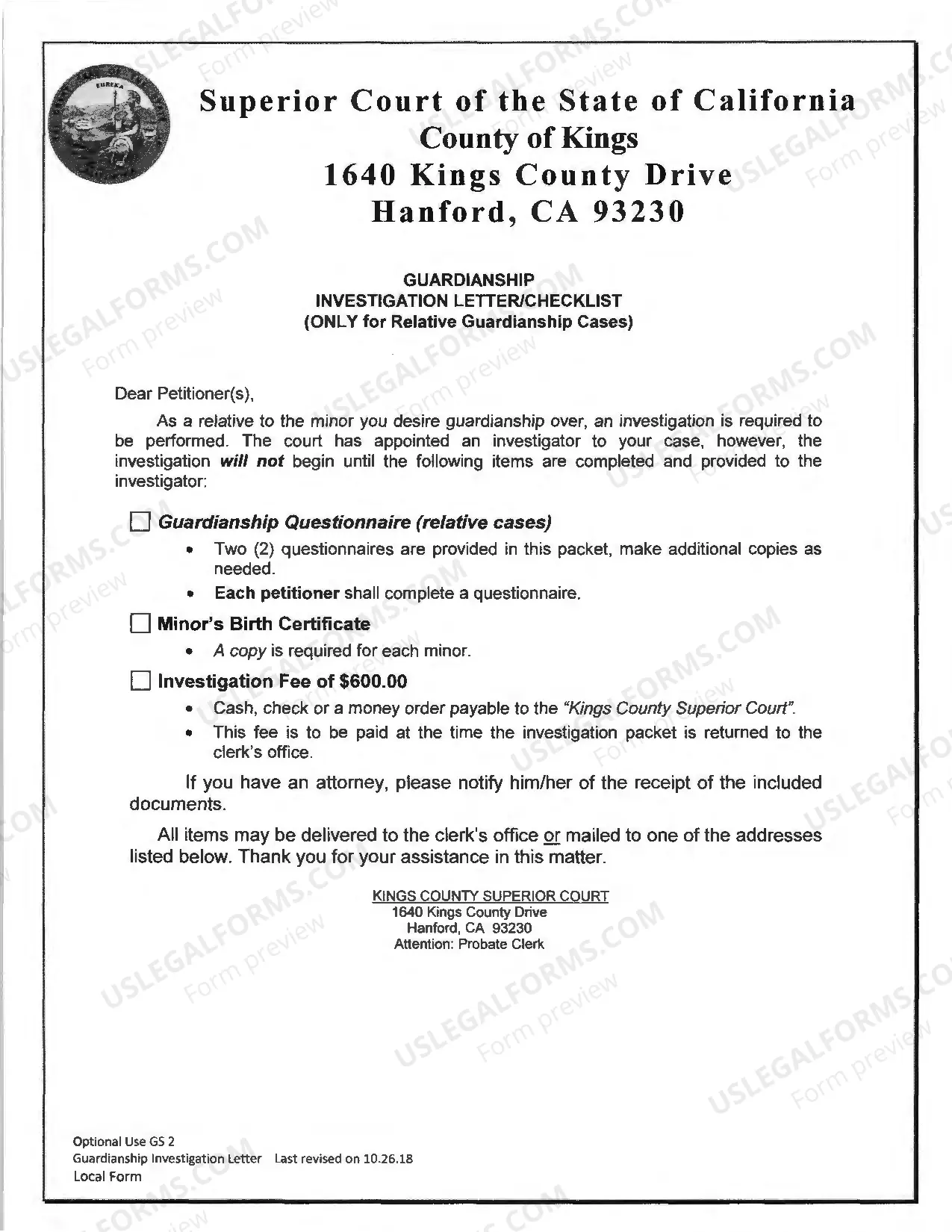 Preview Guardianship Investigation Letter