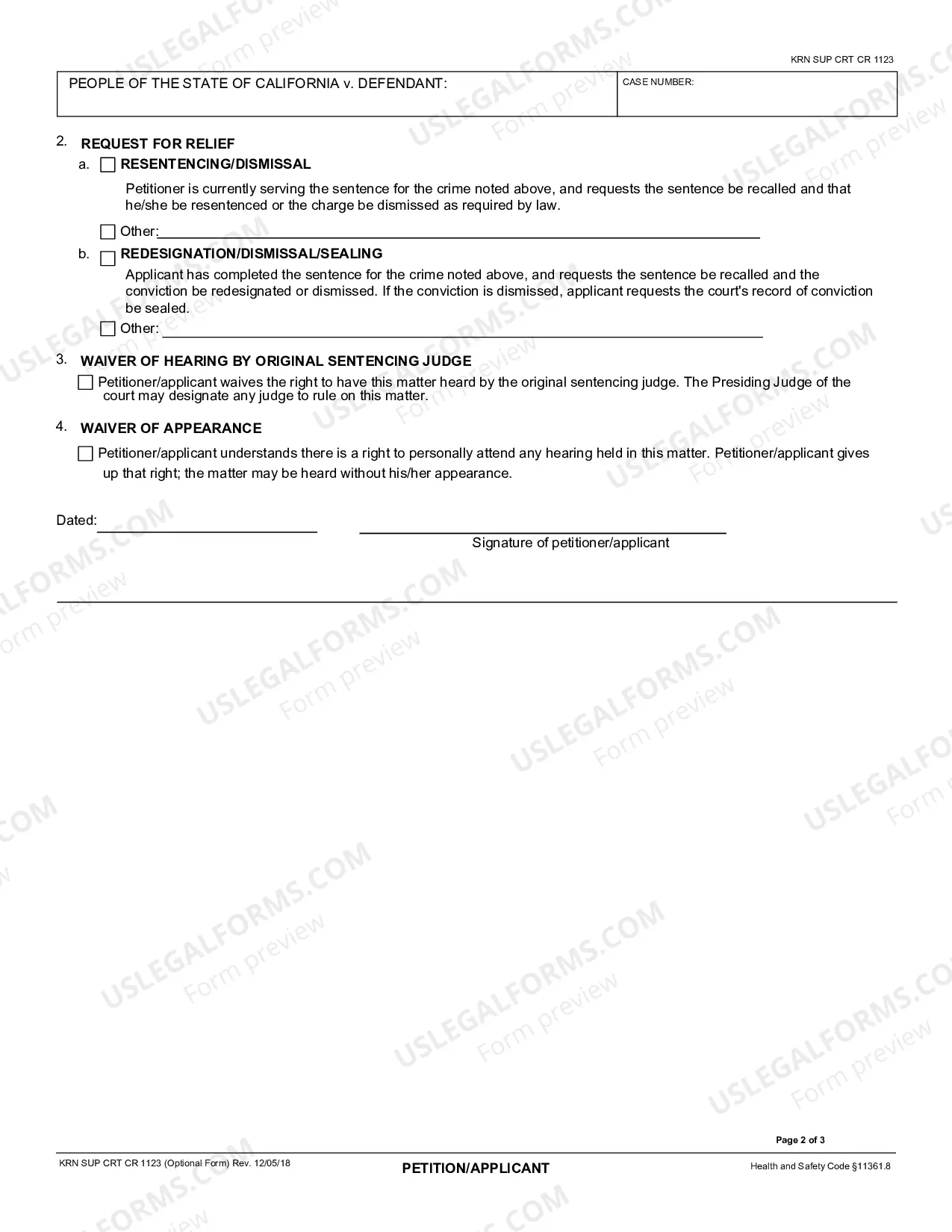 Preview Petition-Application (HS 11361.8) Adult Crime(s)