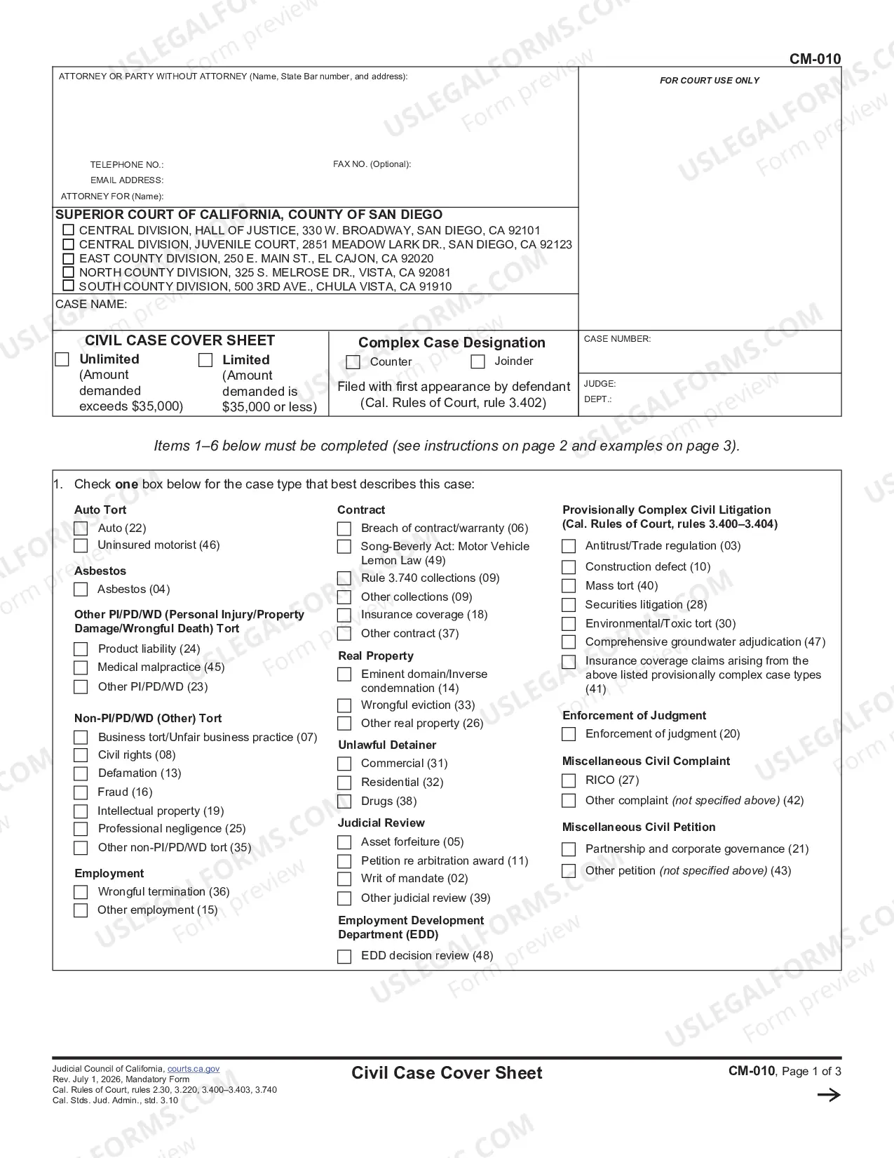 Preview Unlawful Detainer Complaint Packet of Forms and Information