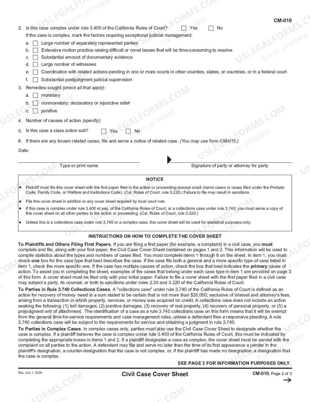 Preview Unlawful Detainer Complaint Packet of Forms and Information