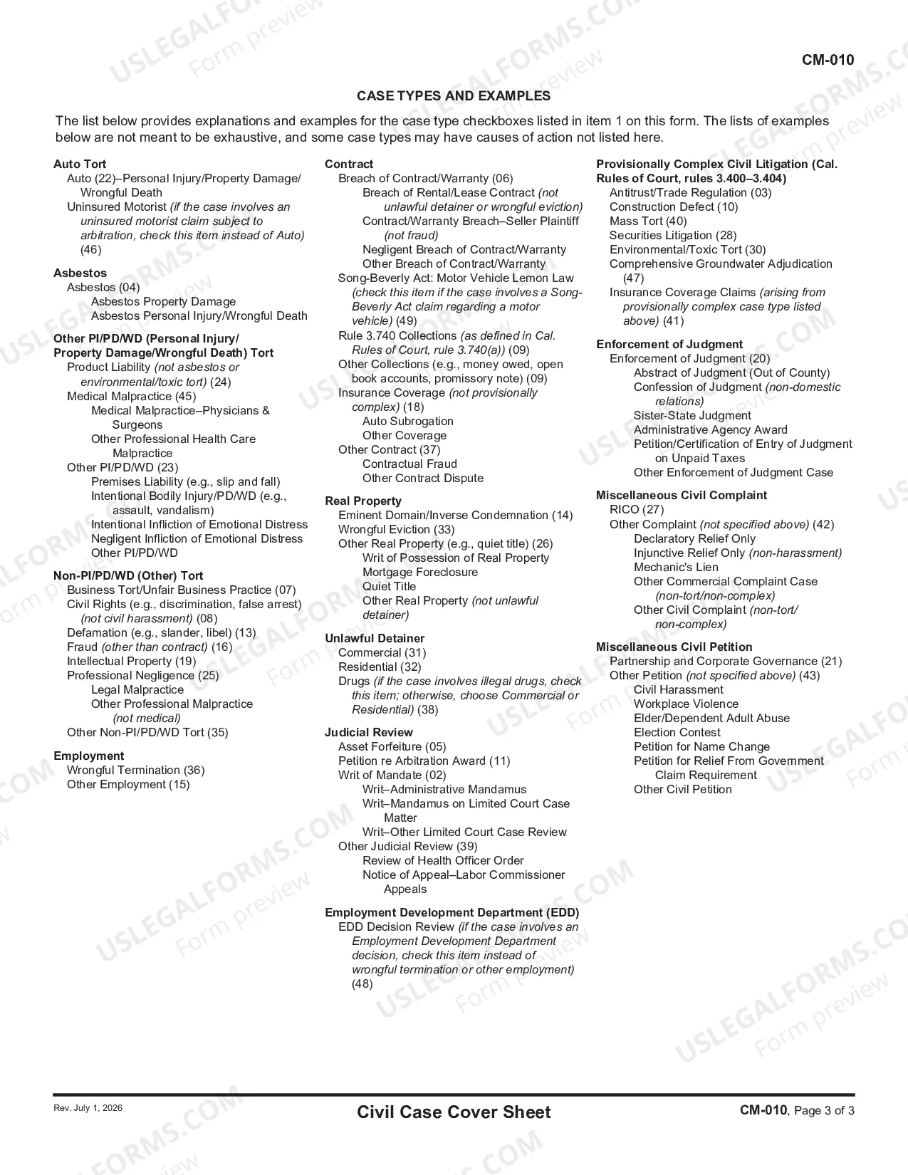 Preview Unlawful Detainer Complaint Packet of Forms and Information