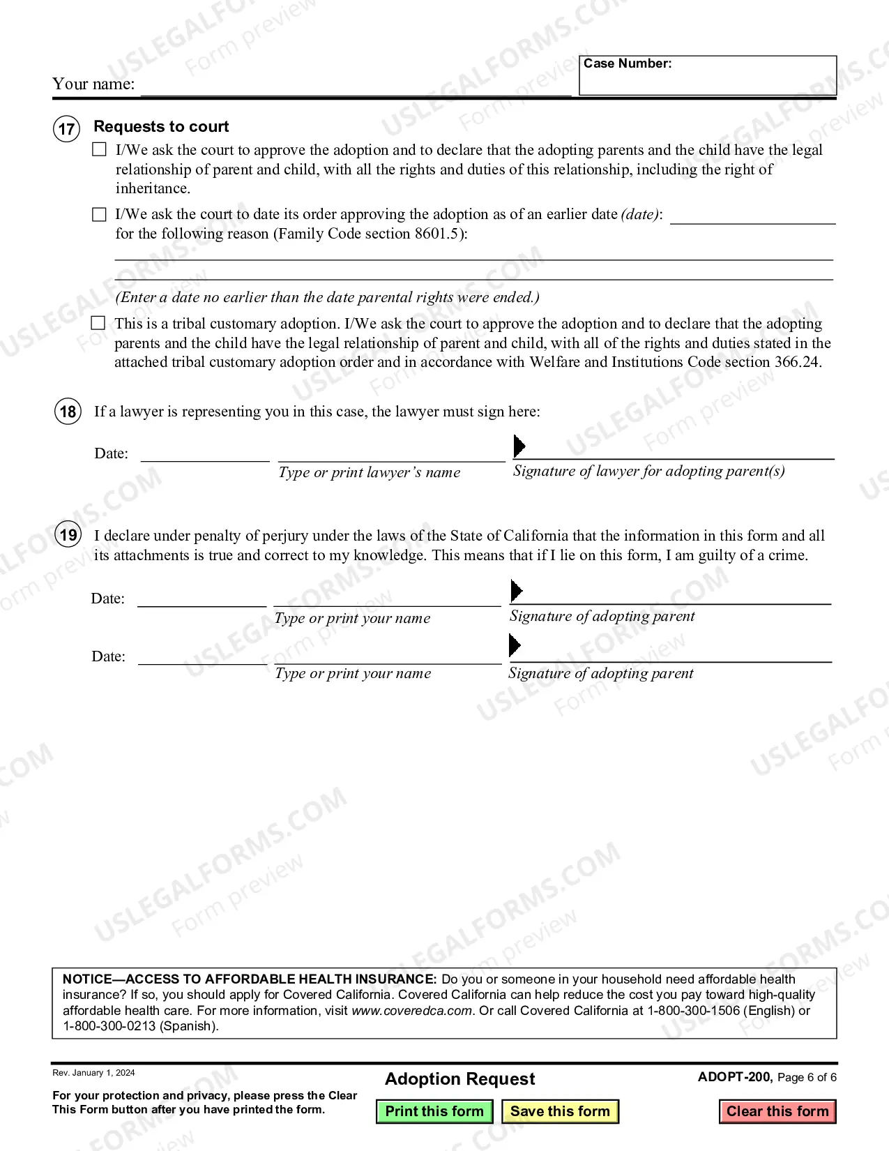 Preview Adoption Request